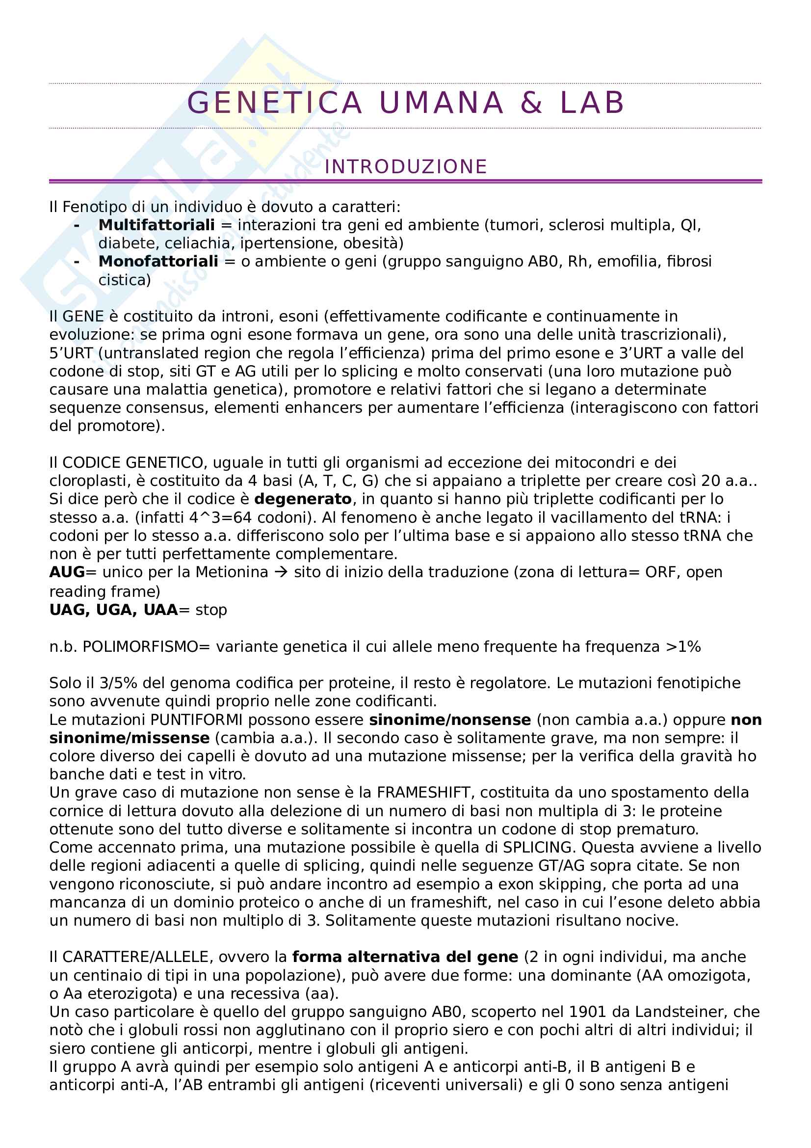 Genetica medica Pag. 1