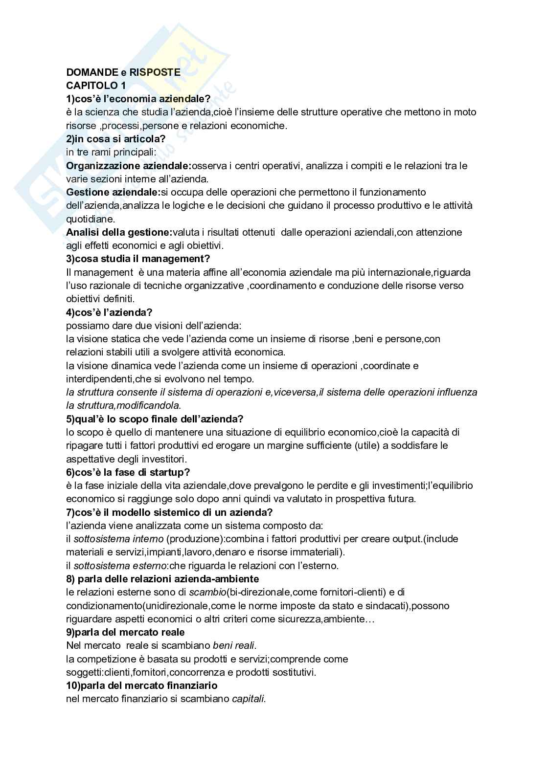 Domande e risposte Economia aziendale Pag. 1