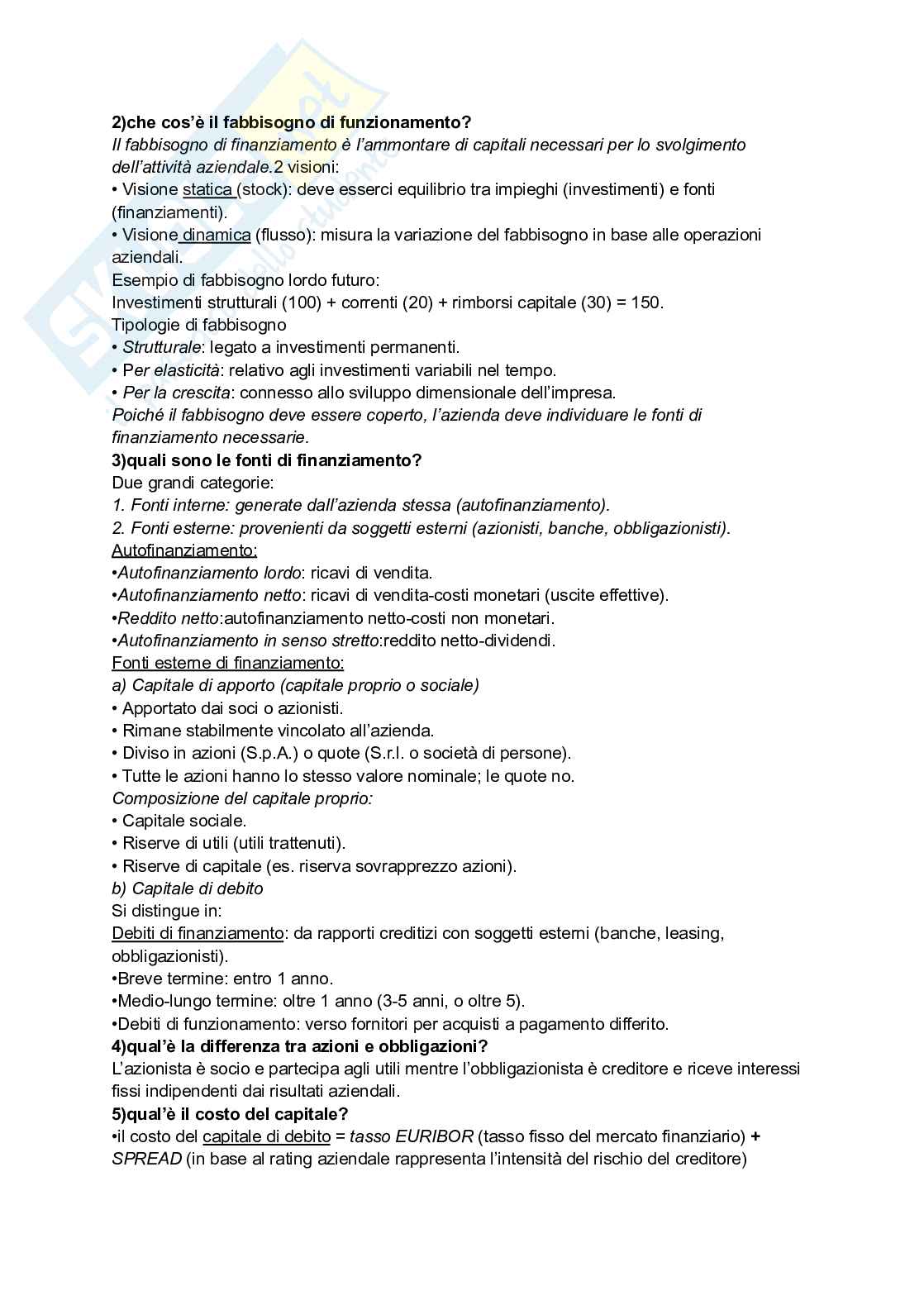 Domande e risposte Economia aziendale Pag. 6