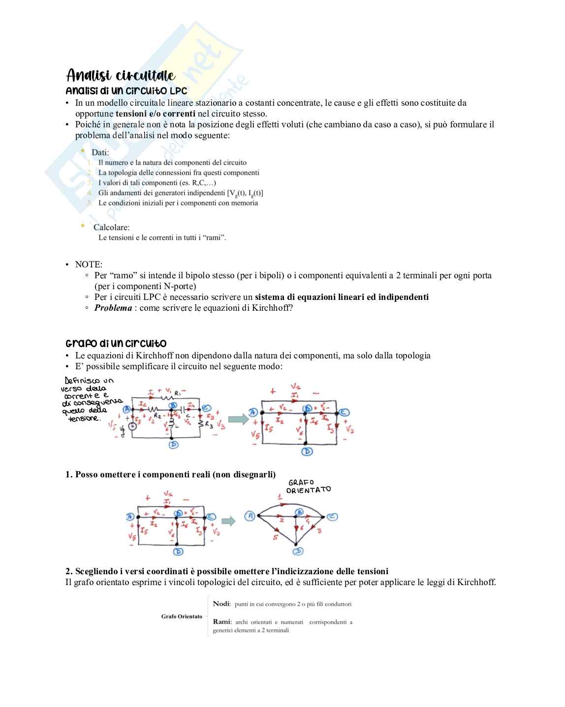 Appunti di  Elettrotecnica sull'analisi circuitale Pag. 1