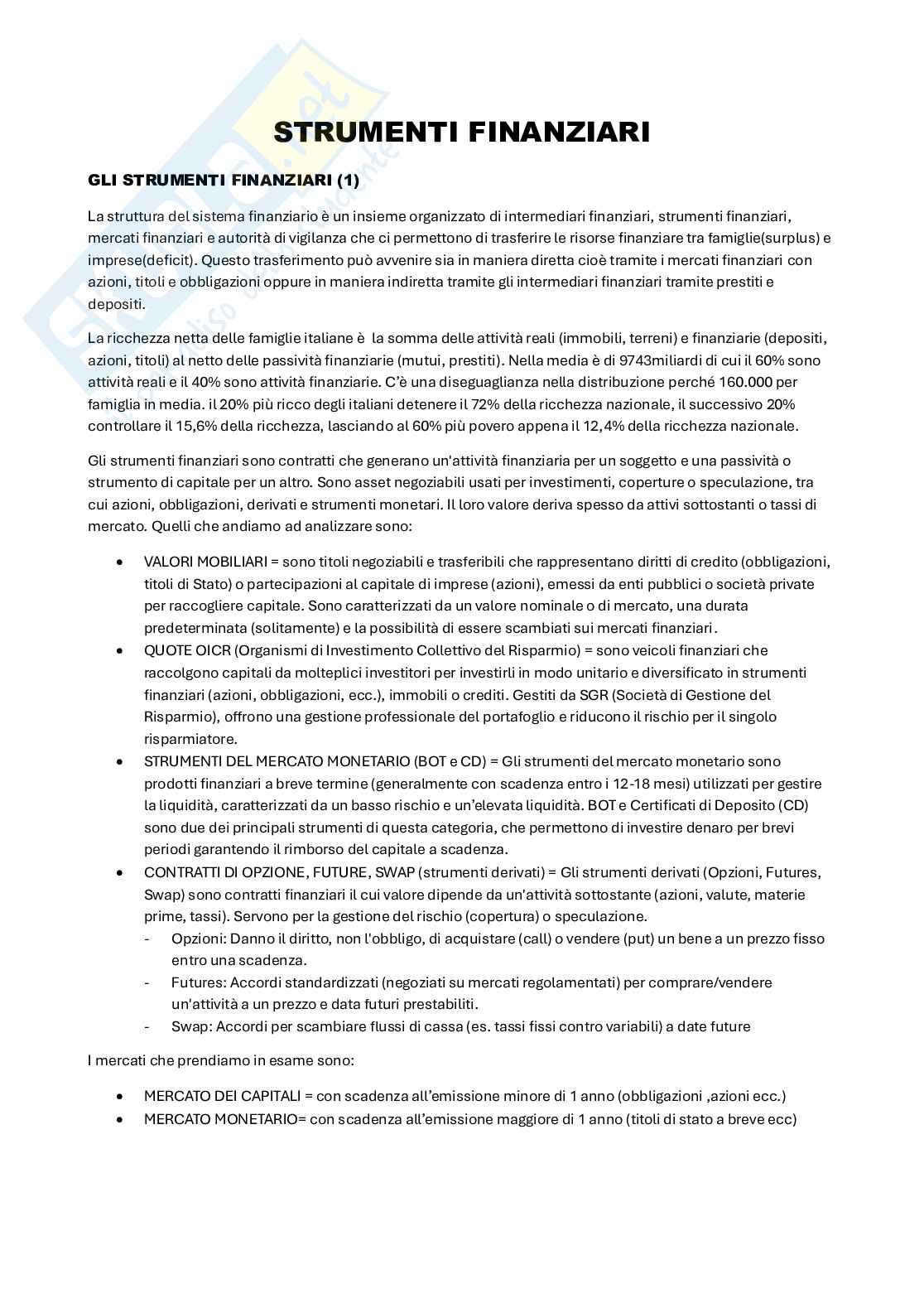Strumenti finanziari  Pag. 1