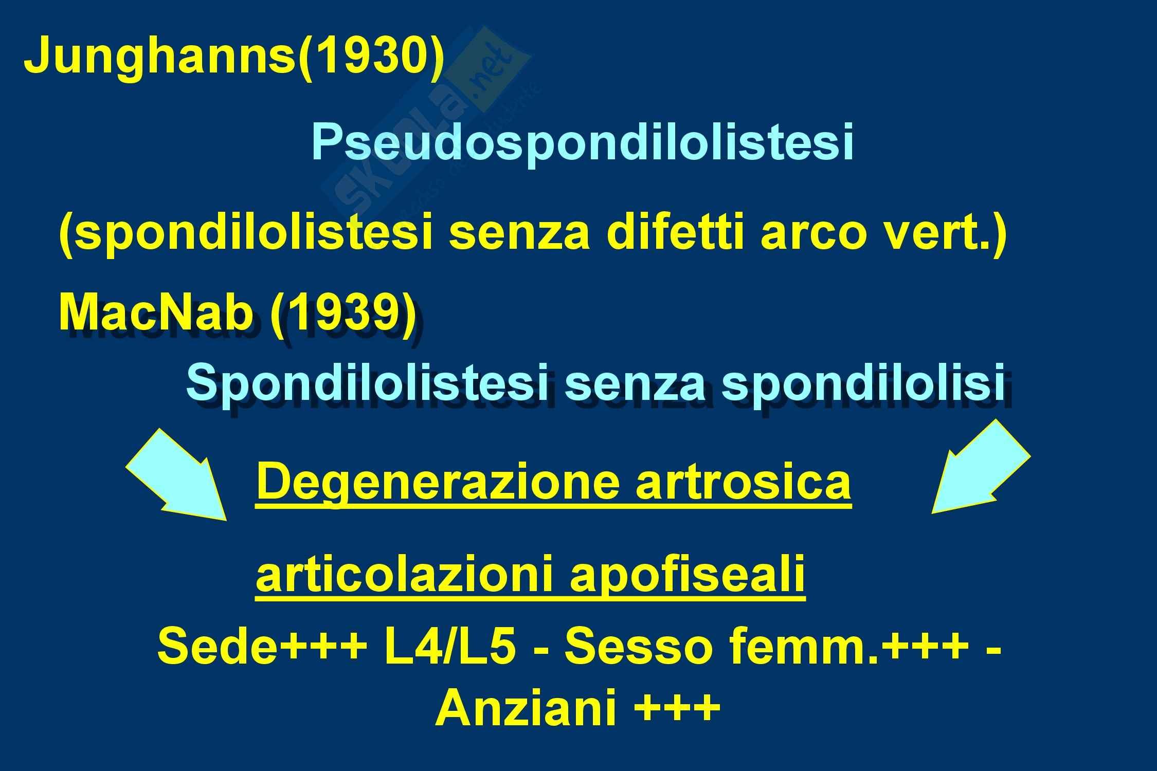 Spondilolisi, spondilolistesi Pag. 26