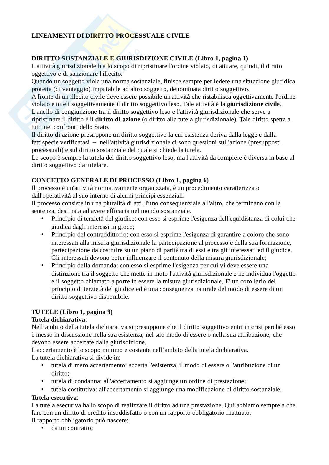 Riassunto esame Diritto Processuale Civile, Prof. Bove Mauro, libro consigliato Lineamenti di diritto processuale civile, Mauro Bove Pag. 1