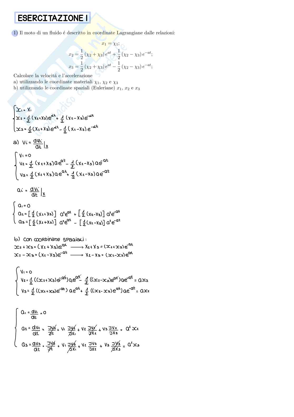 Esercitazioni Idrodinamica 2  Pag. 1