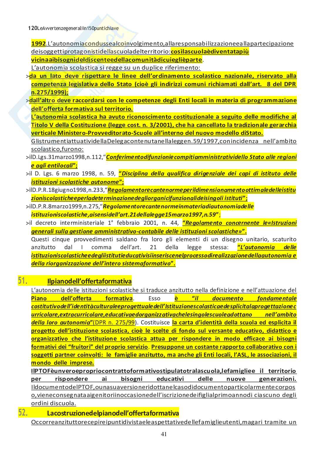 Compendio organizzazione scuola per la scuola secondaria, ottimo materiale utile per concorsi pubblici scuola. Pag. 41