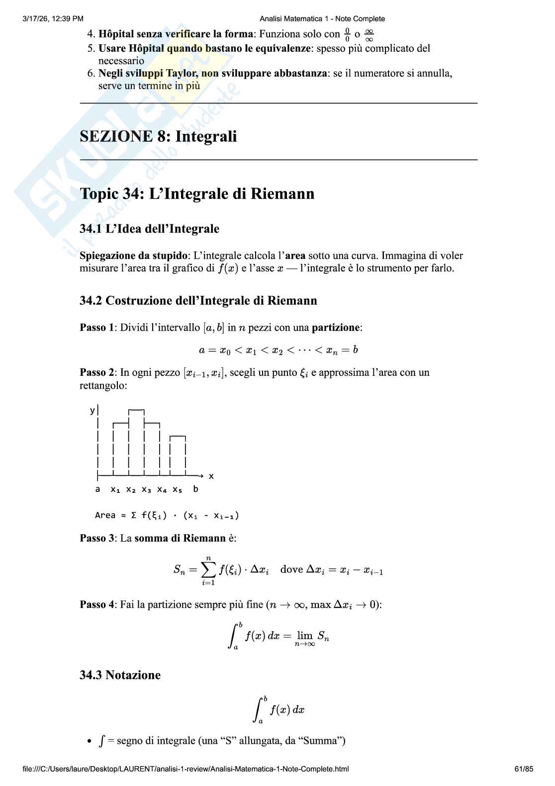 Appunti Analisi 1 Pag. 61