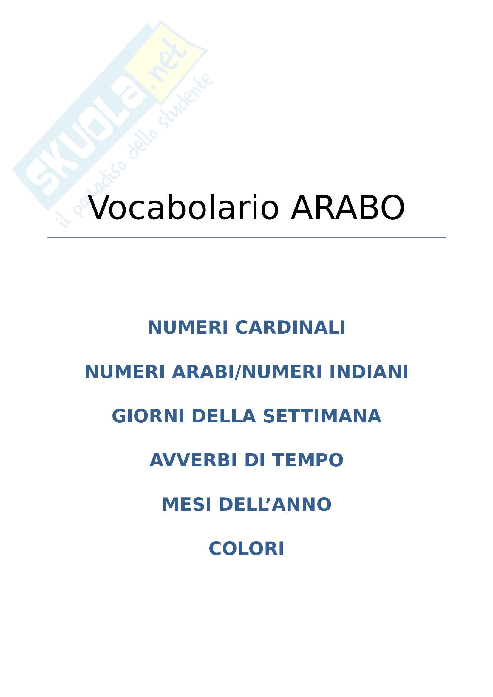 Vocabolario arabo Pag. 1
