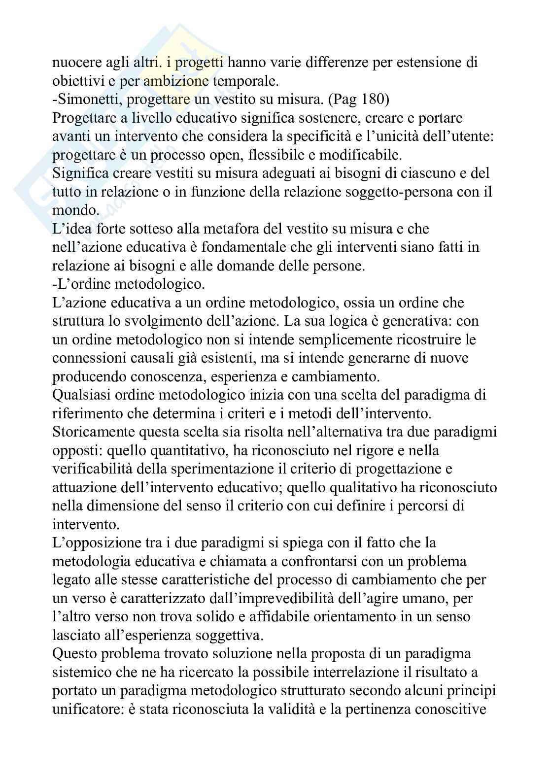 Riassunto esame Pedagogia generale, Prof. Zamengo Federico, libro consigliato Fare educazione , Nosari   Pag. 51