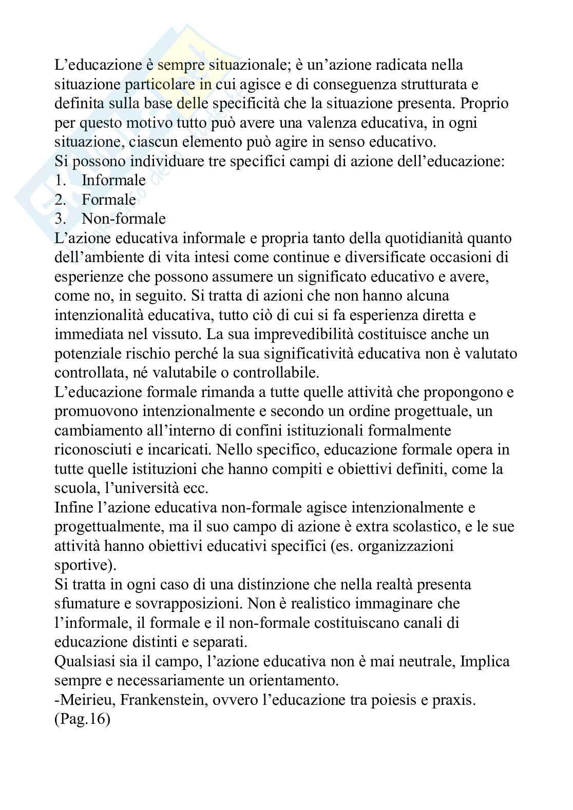 Riassunto esame Pedagogia generale, Prof. Zamengo Federico, libro consigliato Fare educazione , Nosari   Pag. 6