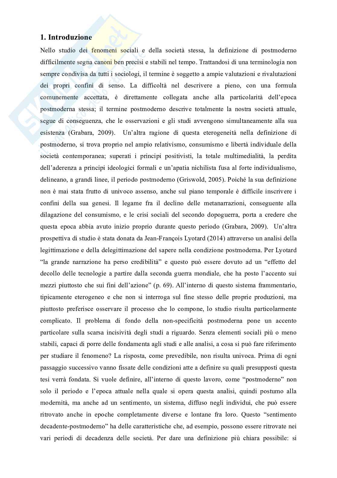 Tesi. Immaginari decadenti del postmodernismo. Visioni del passato e spettri contemporanei Pag. 6