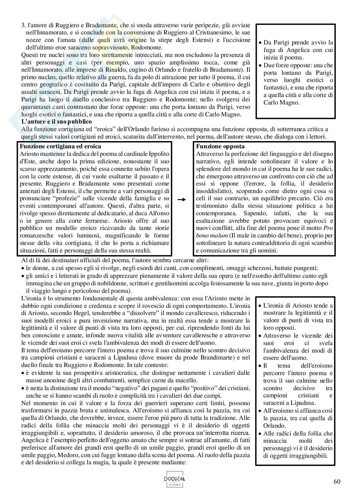 Riassunto autori - Guinizelli, Cavalcanti, Dante, Petrarca, Boccaccio, Pulci, Lorenzo il Magnifico, Poliziano, Boiardo, Machiavelli, Ariosto, Bembo, Castiglione, Folengo, Aretino, Tasso Pag. 61