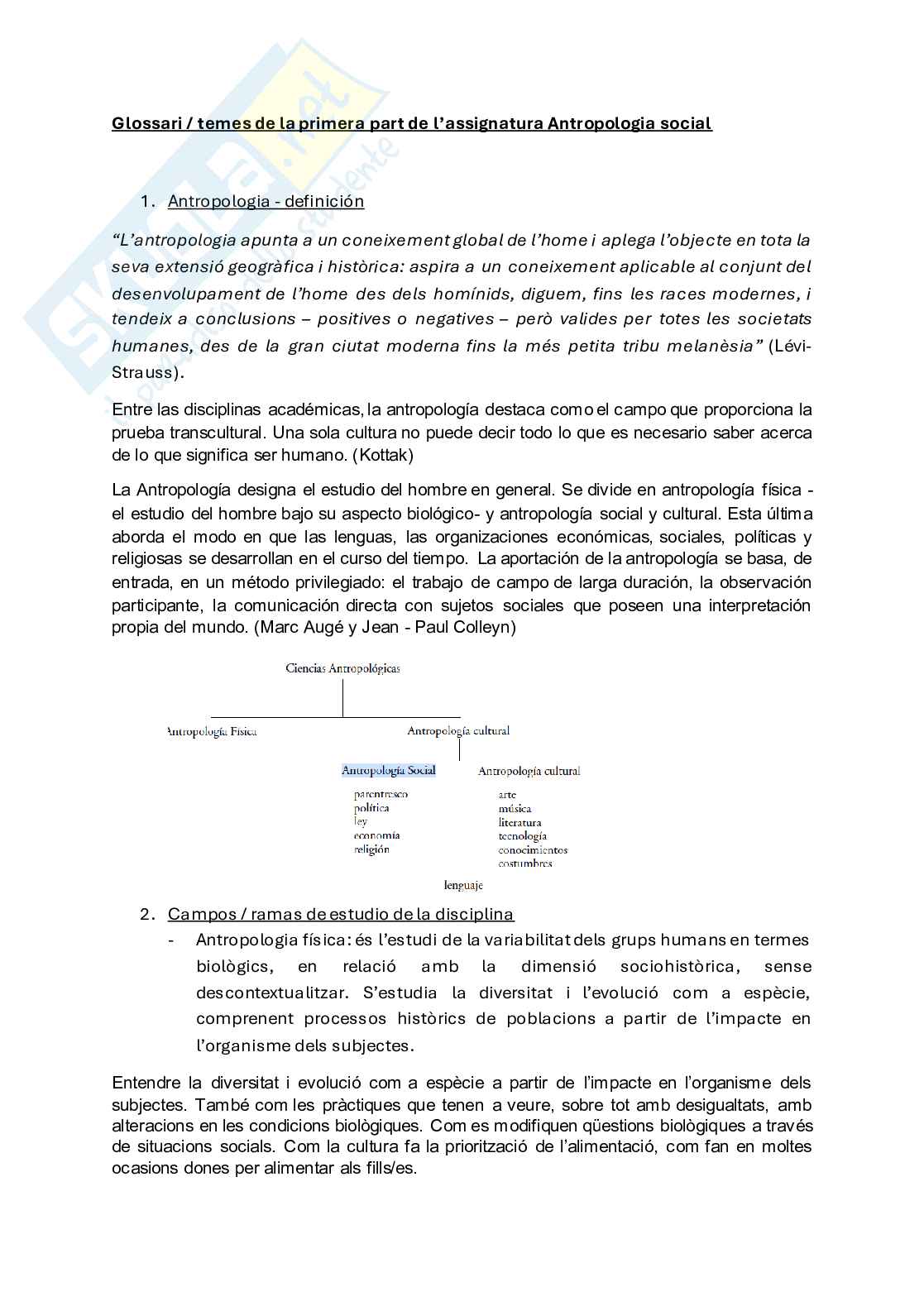Alcune teorie dell'antropologia sociale  Pag. 1