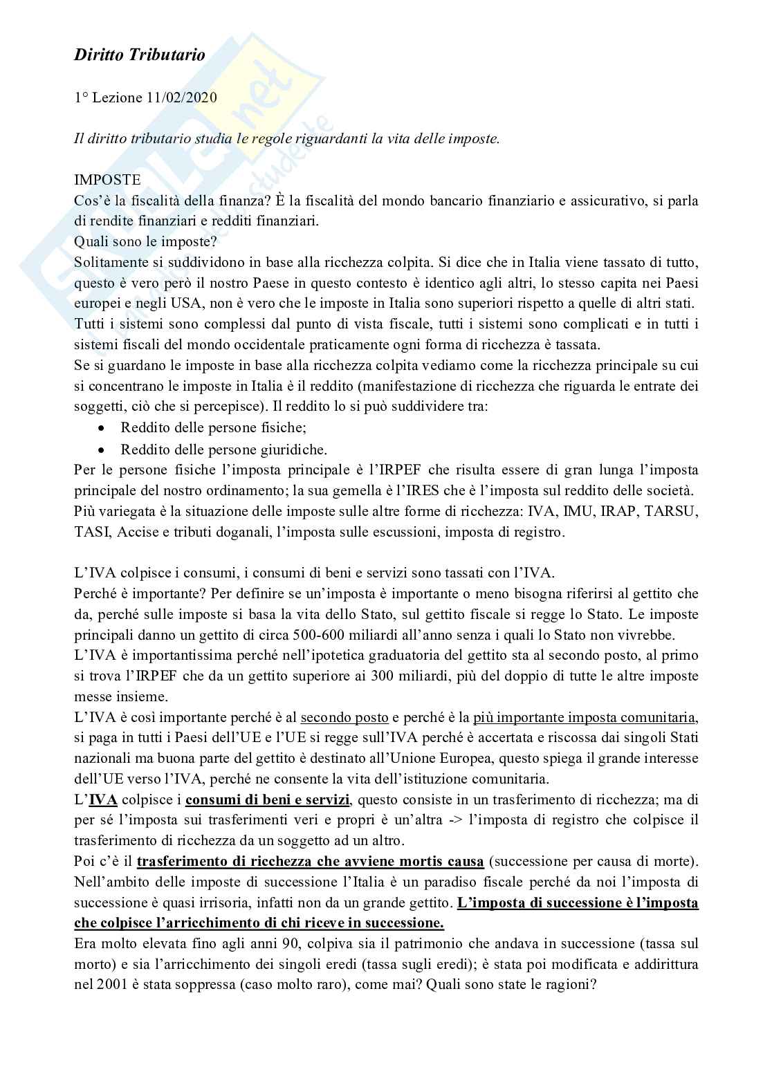Appunti di Diritto Tributario Pag. 1