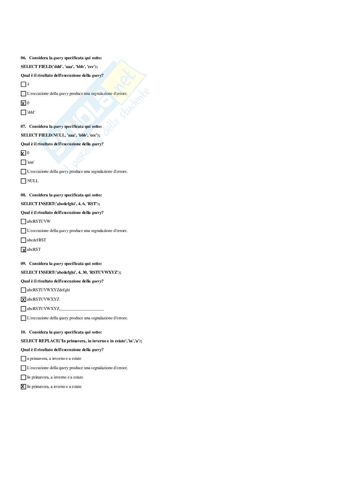 Paniere basi di dati - risposte multiple Pag. 36