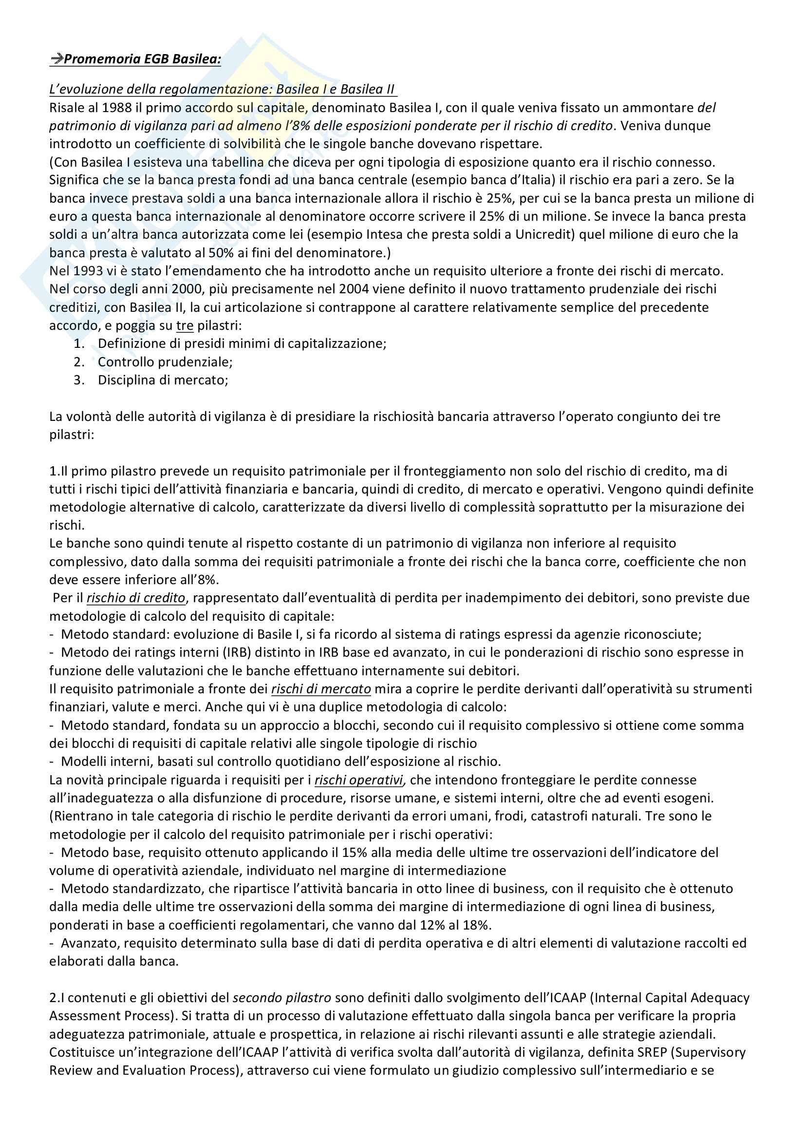 Riassunto Esame - Analisi e gestione dei rischi degli intermediari - Prof. Paola Leone Pag. 26