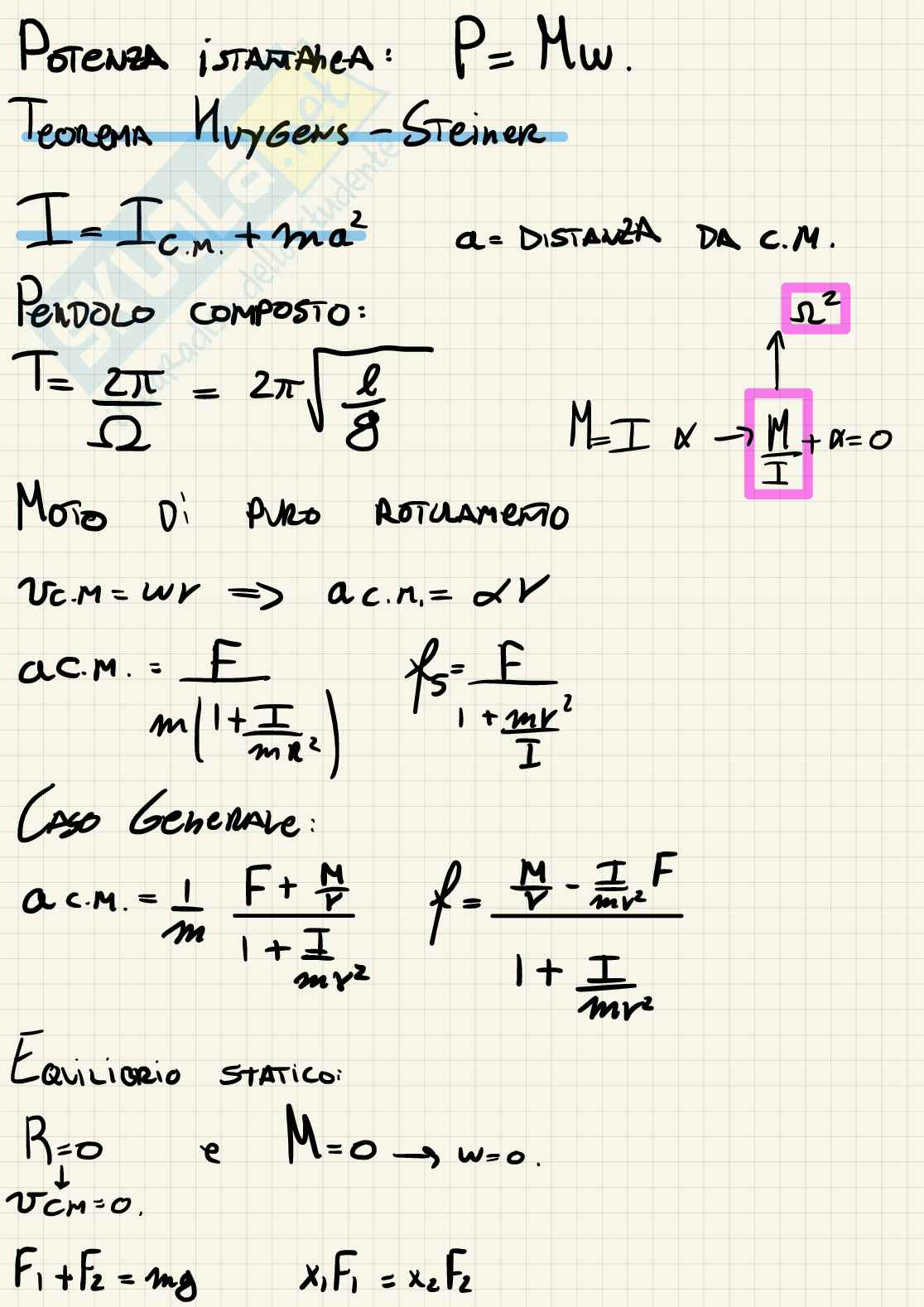 Formulario Fisica generale (dinamica) Pag. 6