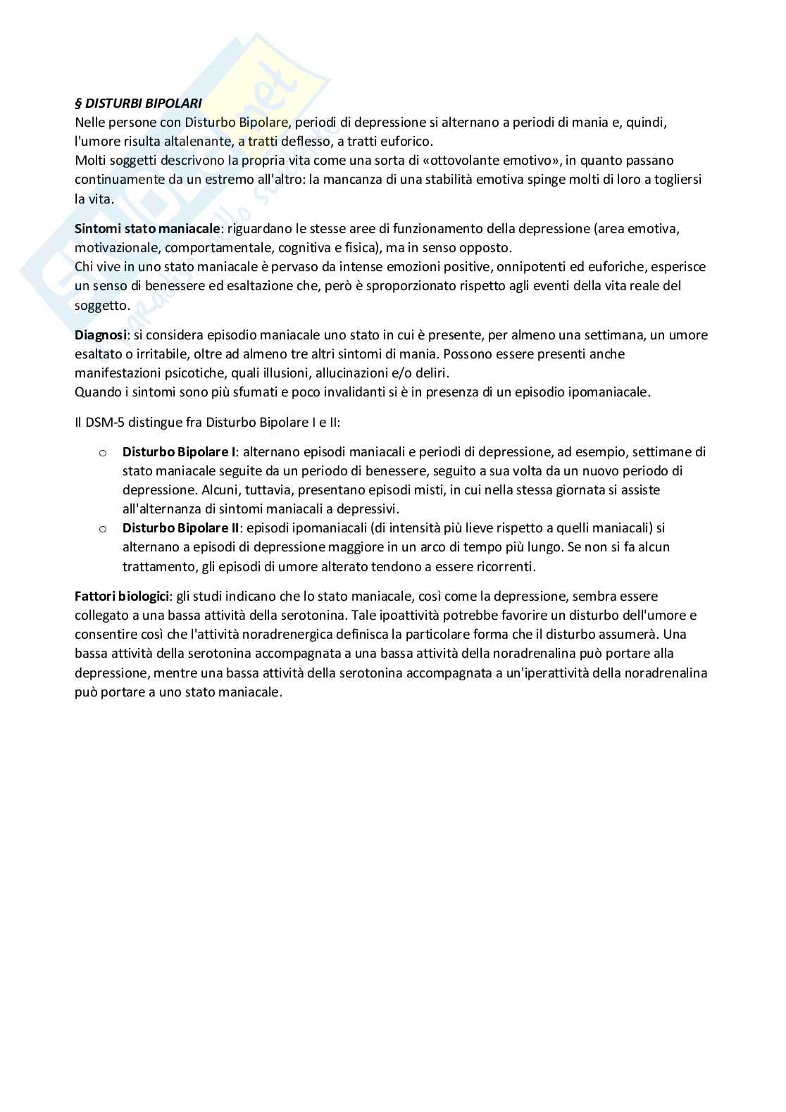 Riassunto esame Psicologia clinica, Prof. Gandino Gabriella, libro consigliato Psicologia clinica, Comer Pag. 16