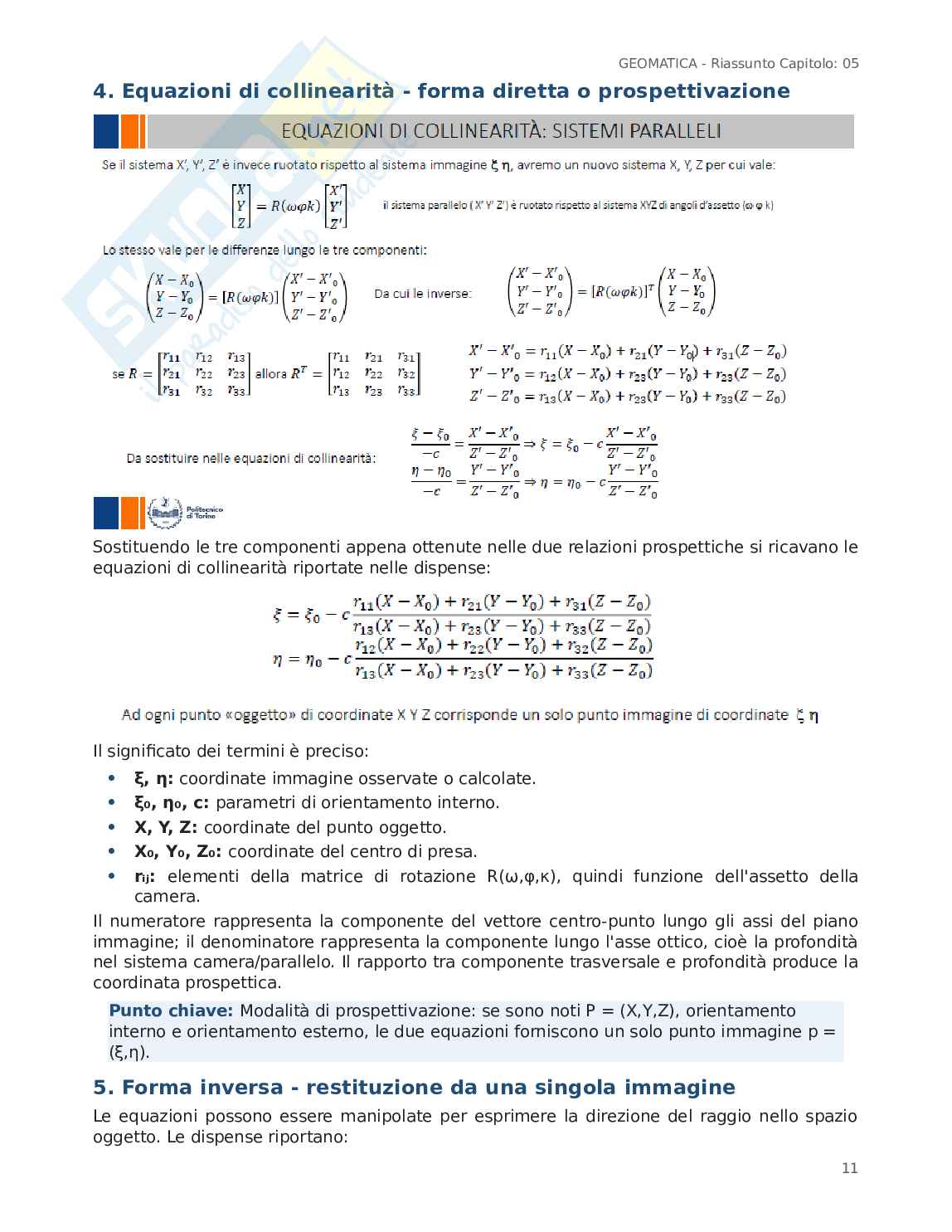 Schema riassuntivo fotogrammetria Pag. 11