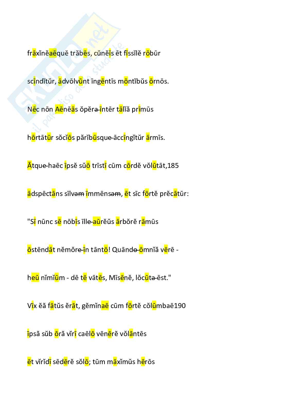 Scansione metrica di Virgilio Eneide libro VI Pag. 16