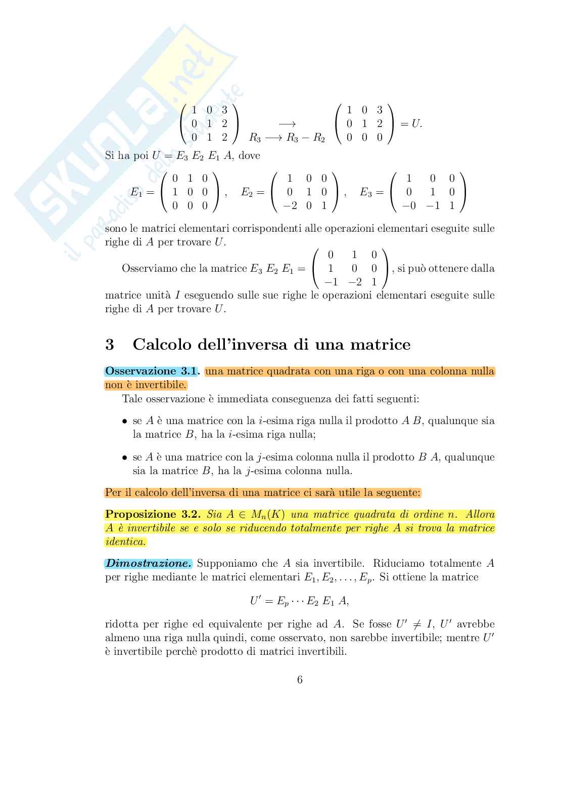 Matrici e sistemi lineari Pag. 6