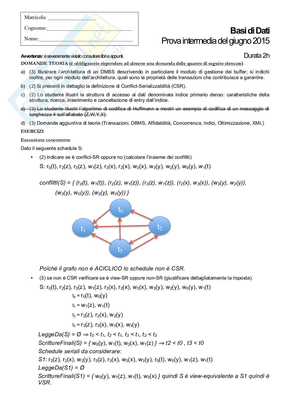 Esercitazioni Basi di dati Pag. 1