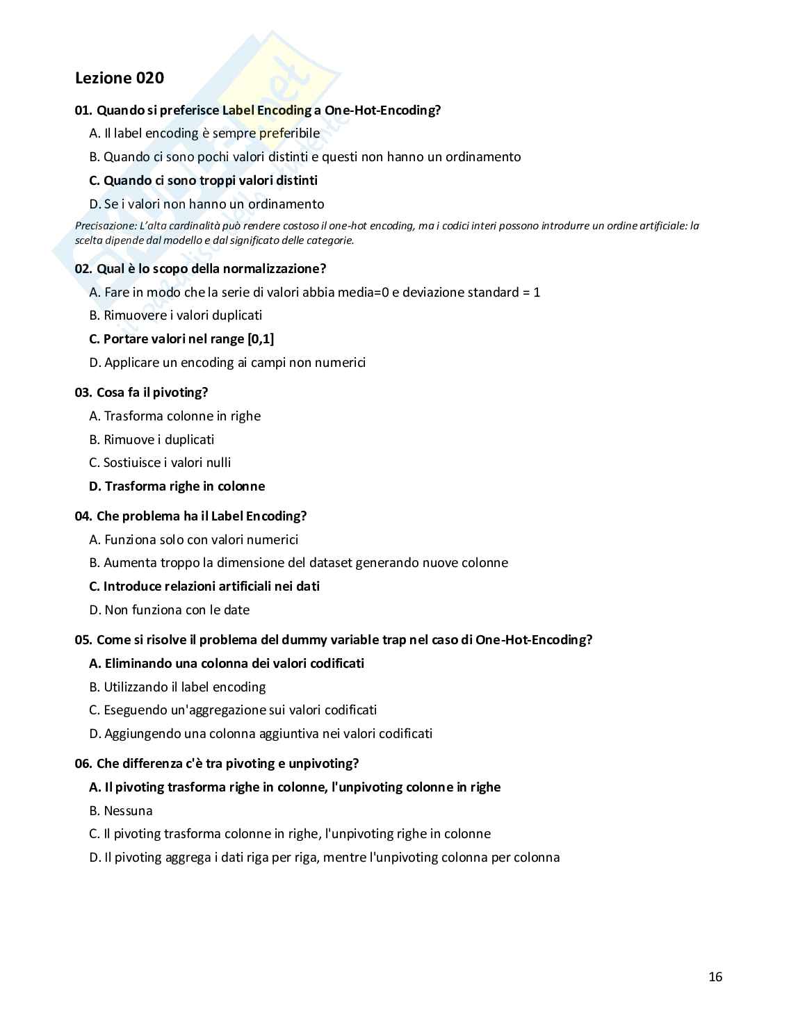 Quiz risolti Big data analytics, 2026 Pag. 16