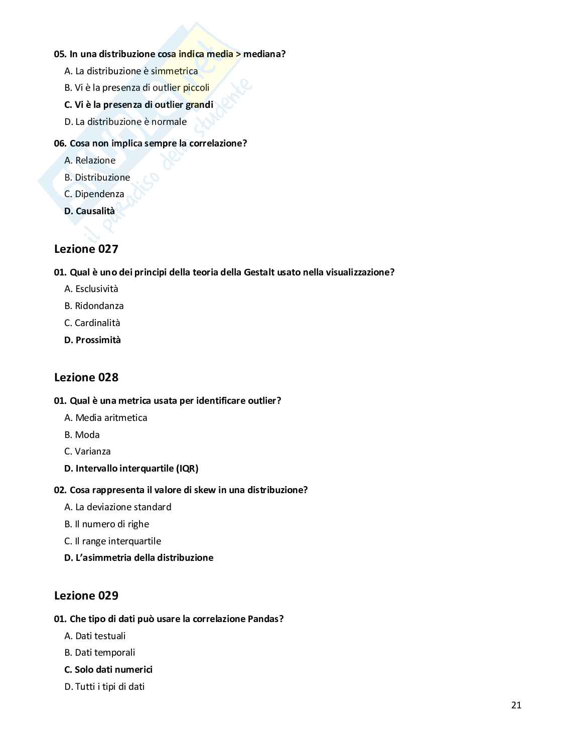 Quiz risolti Big data analytics, 2026 Pag. 21