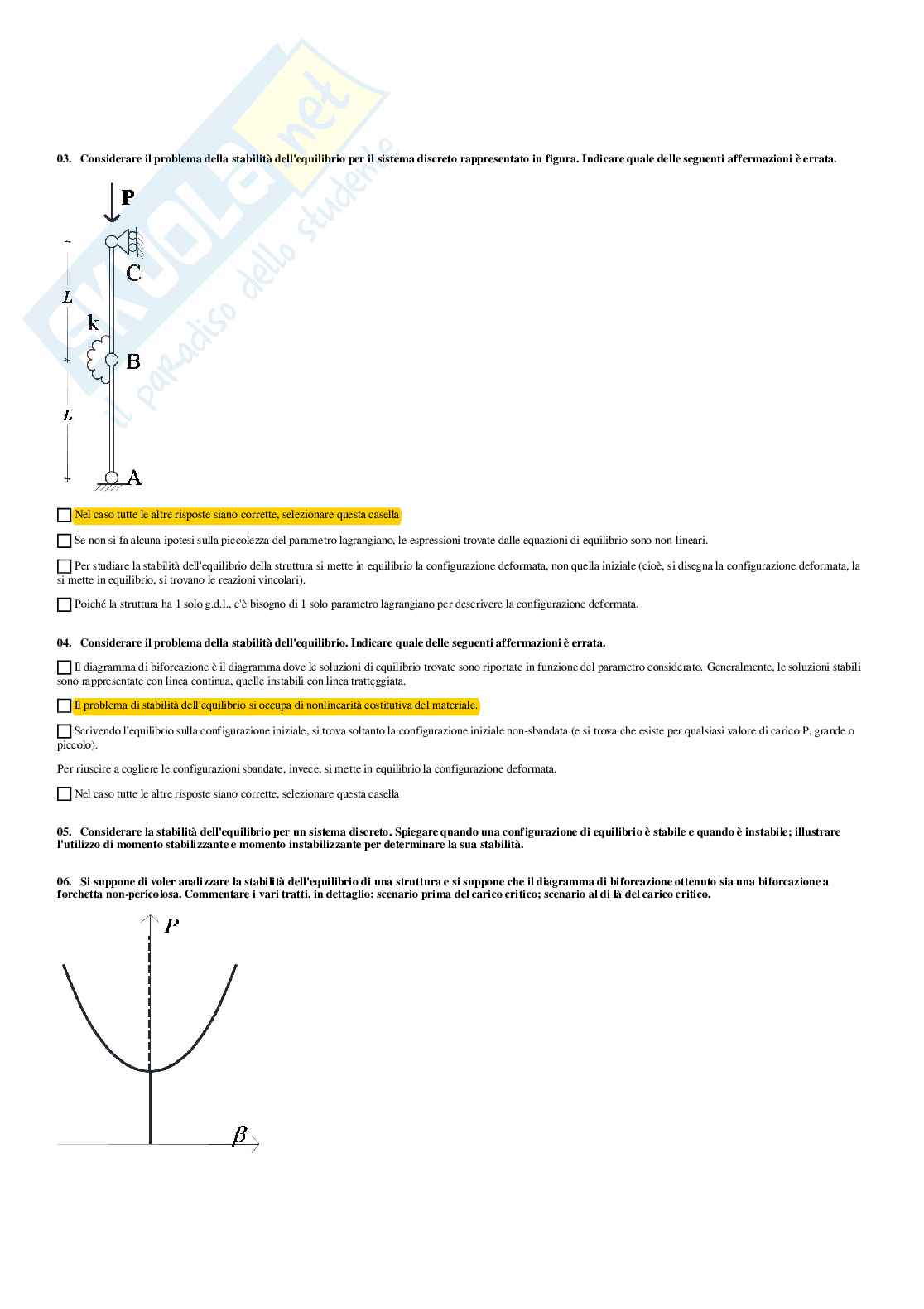 Meccanica del continuo – Preparazione esame – Paniere completo risposte chiuse (166) – A.A. 2025/2026 Pag. 11