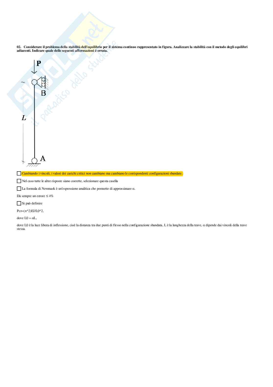 Meccanica del continuo – Preparazione esame – Paniere completo risposte chiuse (166) – A.A. 2025/2026 Pag. 16