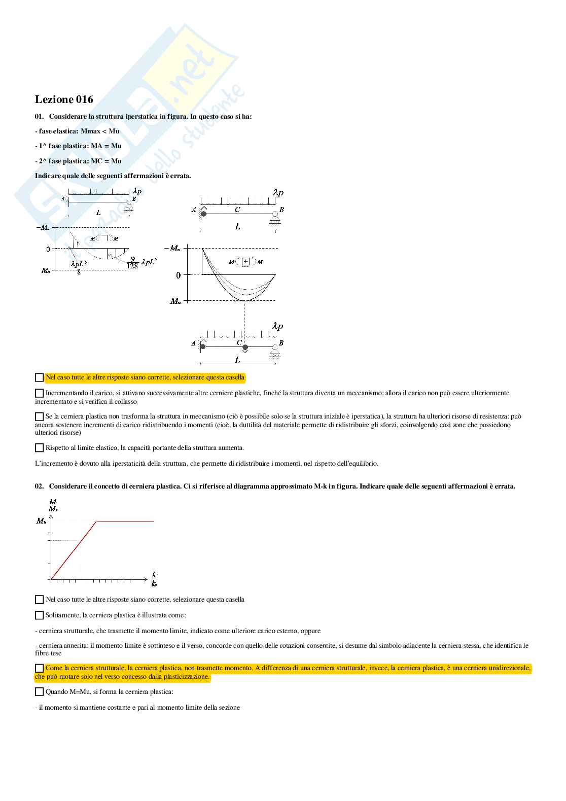 Meccanica del continuo – Preparazione esame – Paniere completo risposte chiuse (166) – A.A. 2025/2026 Pag. 31