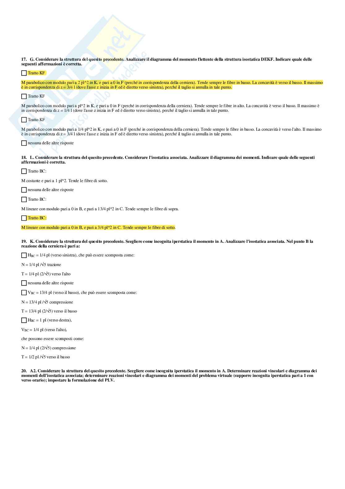 Meccanica del continuo – Preparazione esame – Paniere completo risposte chiuse (166) – A.A. 2025/2026 Pag. 41