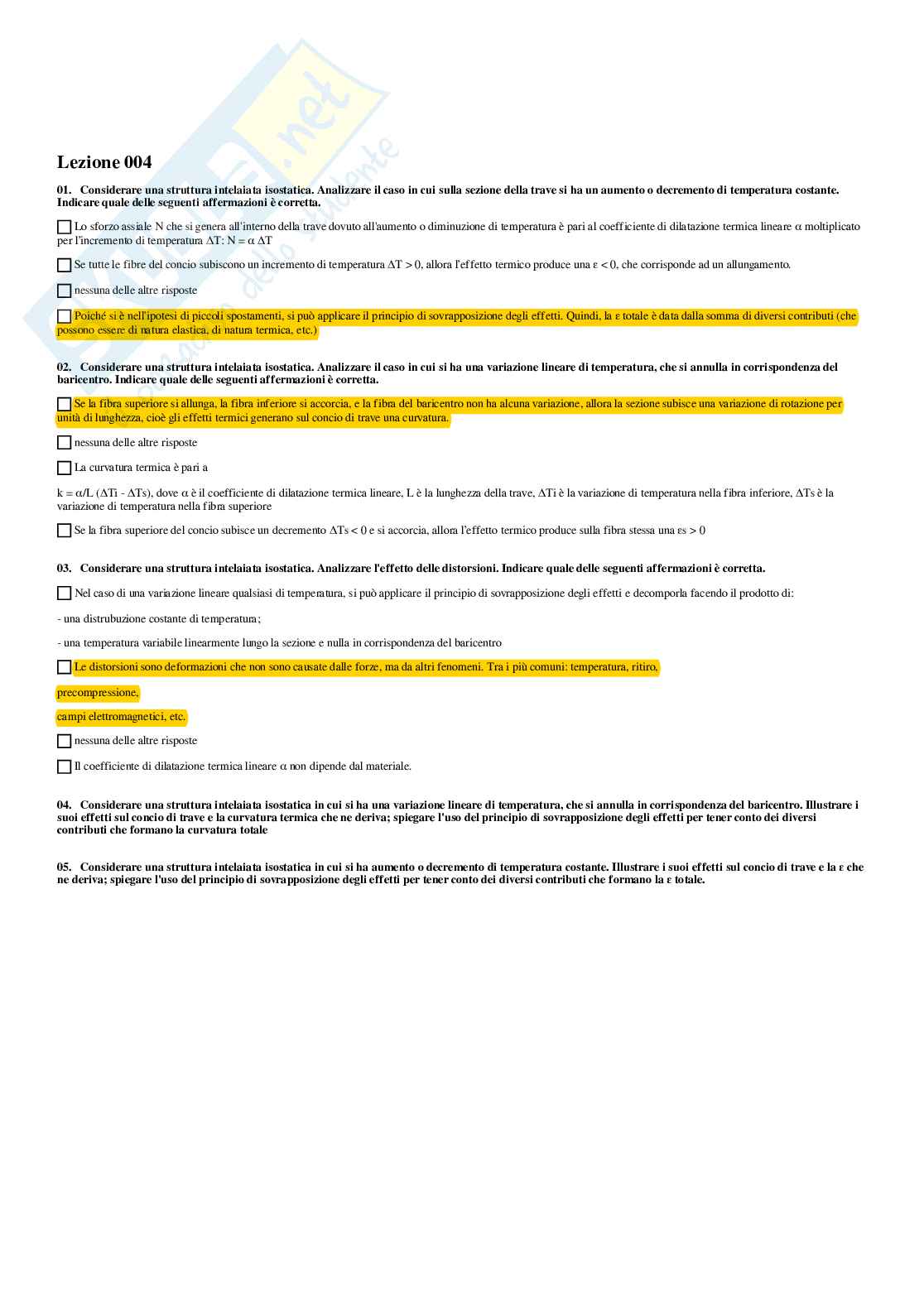 Meccanica del continuo – Preparazione esame – Paniere completo risposte chiuse (166) – A.A. 2025/2026 Pag. 6