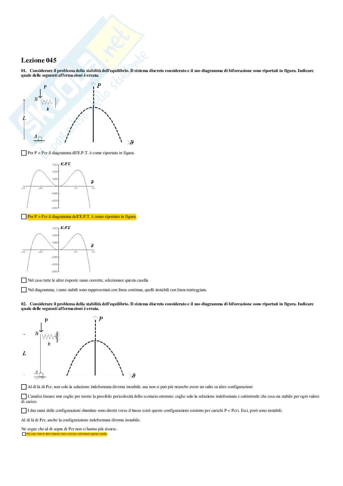 Meccanica del continuo – Preparazione esame – Paniere completo risposte chiuse (166) – A.A. 2025/2026 Pag. 81