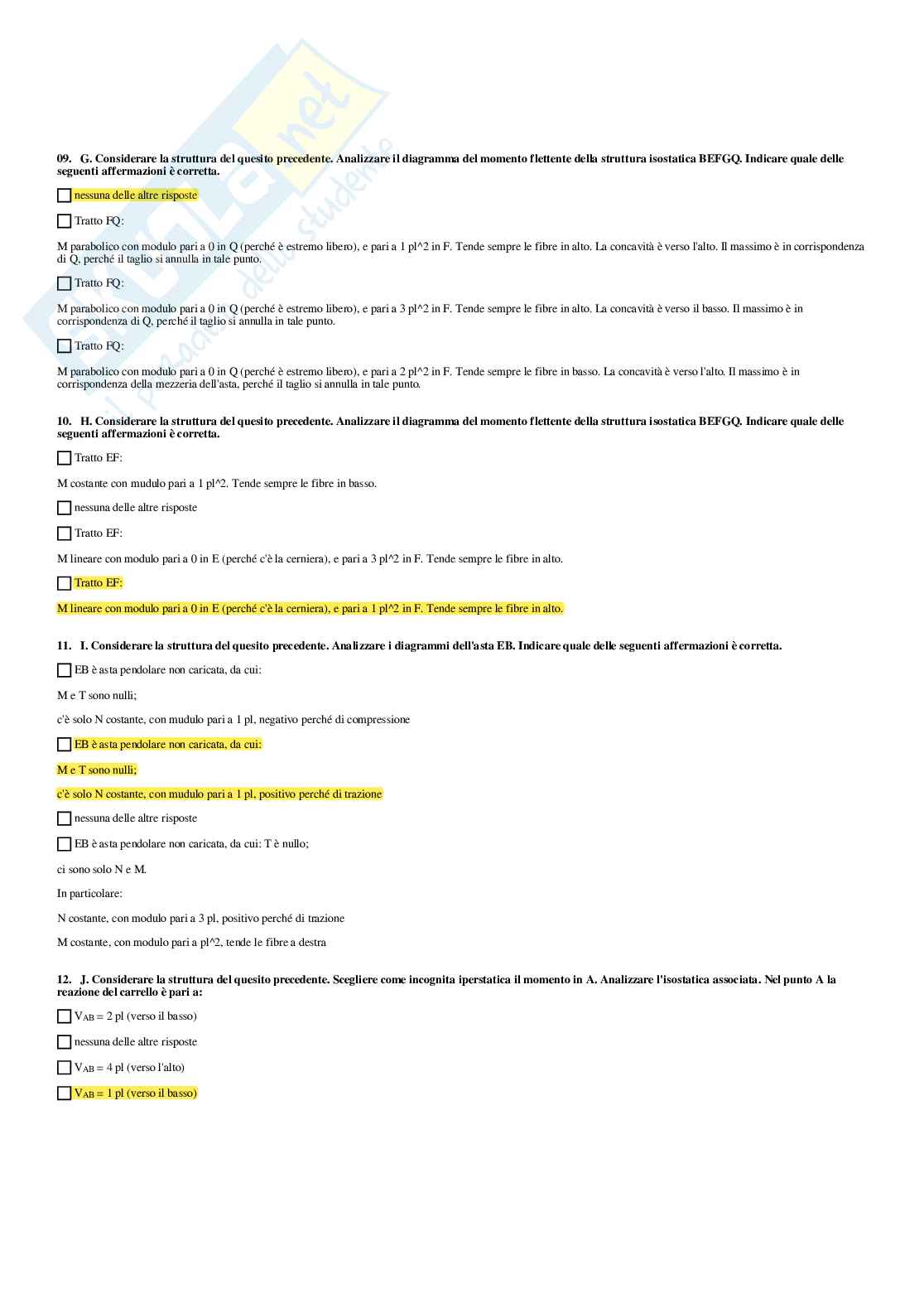 Meccanica del continuo – Preparazione esame – Paniere completo risposte chiuse (166) – A.A. 2025/2026 Pag. 91