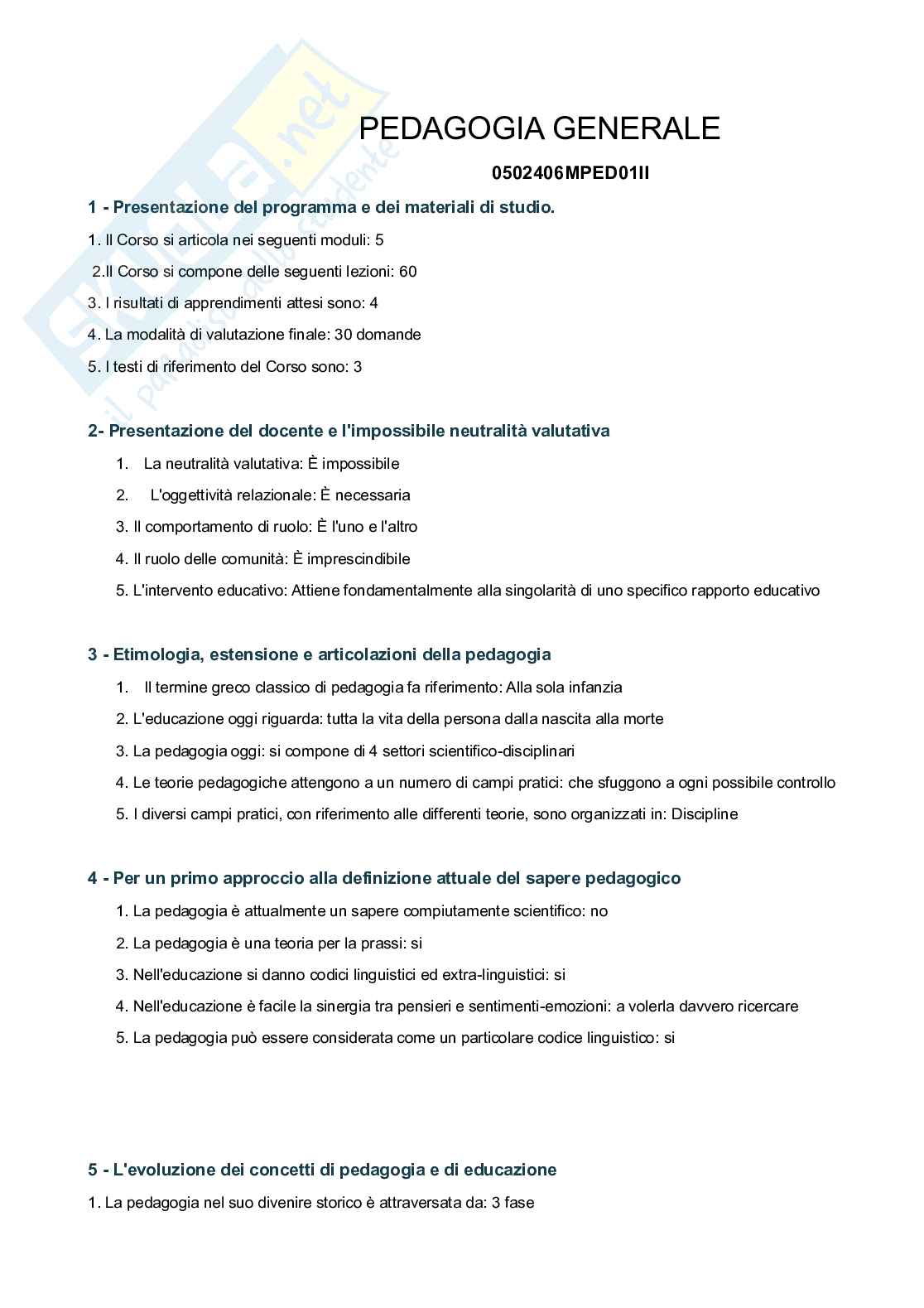 Pedagogia generale  Pag. 1