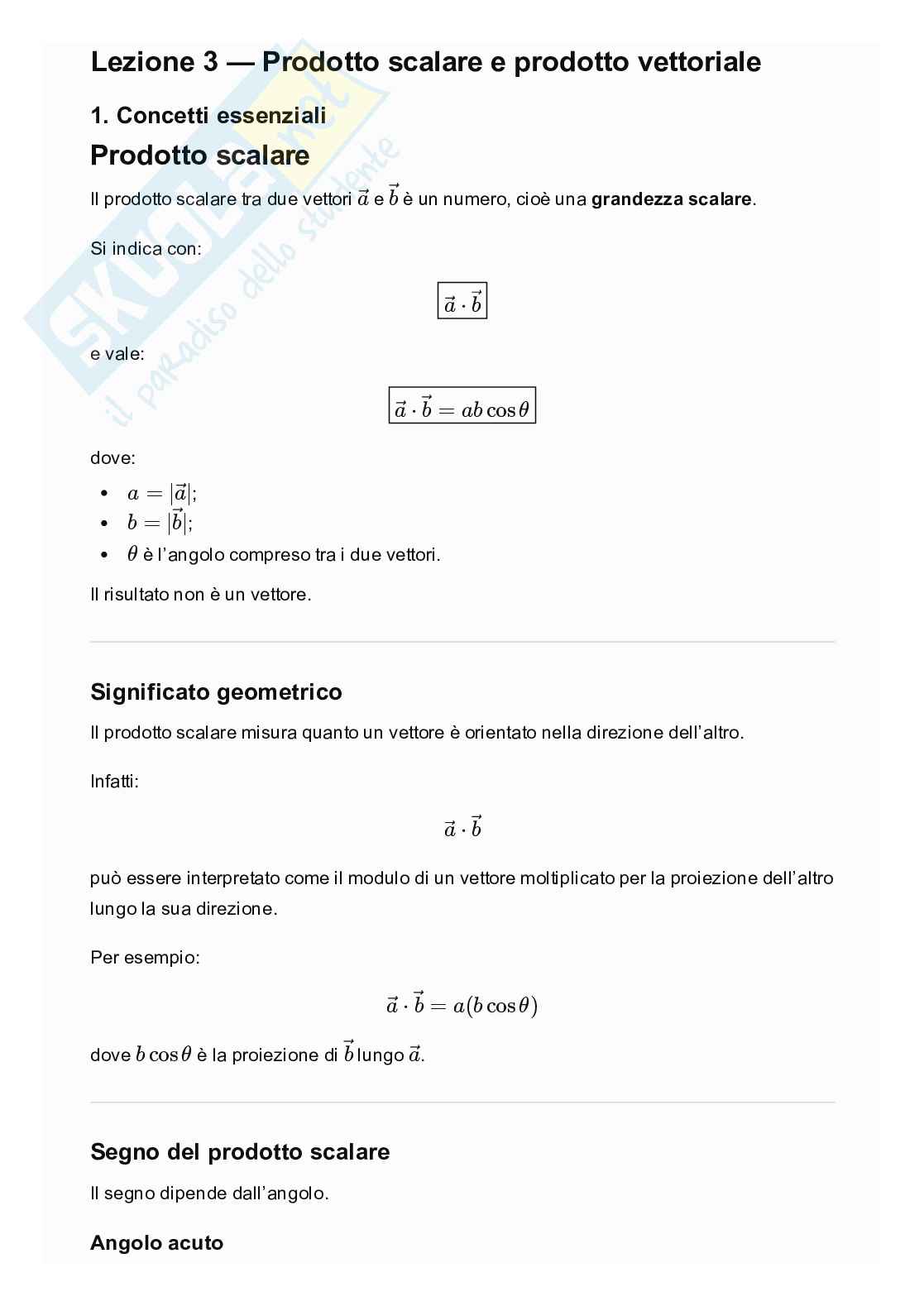 Prodotto scalare e vettoriale Pag. 1
