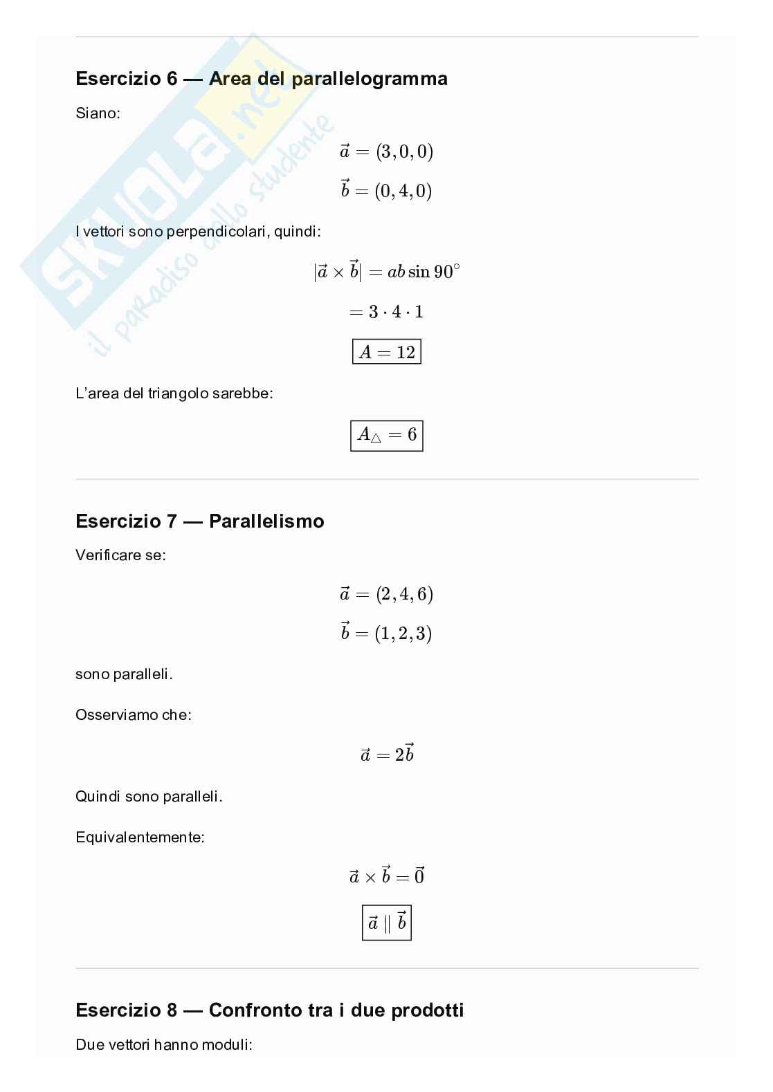 Prodotto scalare e vettoriale Pag. 16