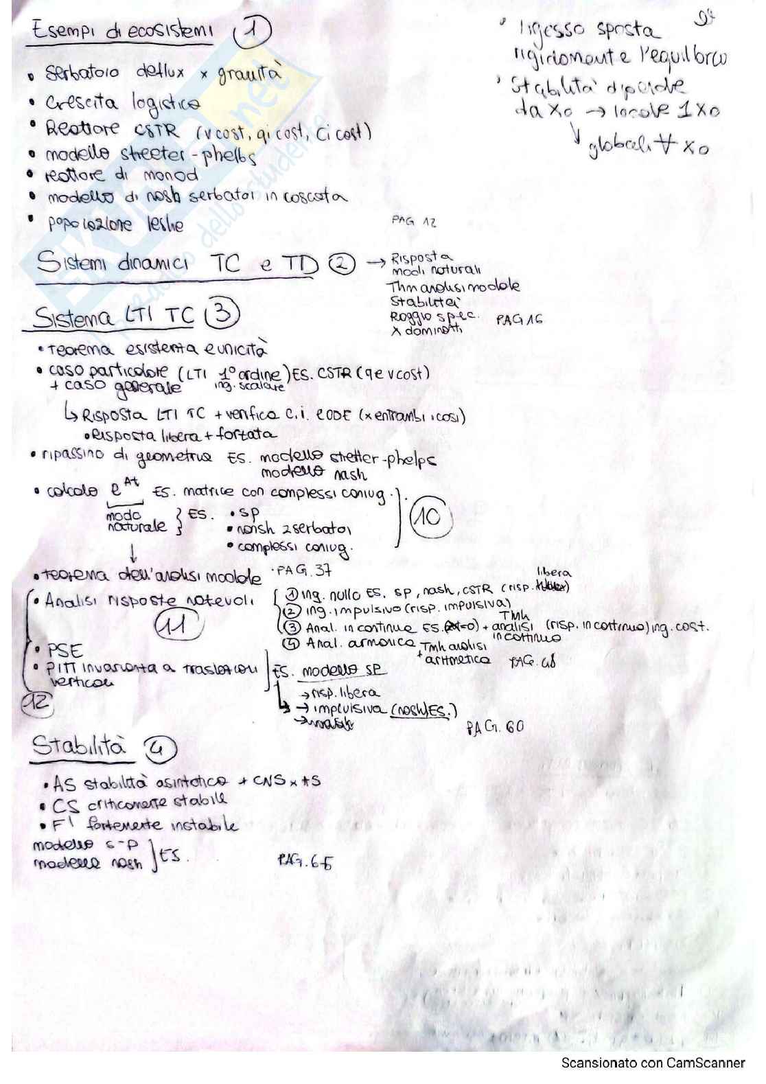 Schema studio per l'esame di Analisi dei sistemi ambientali Pag. 1