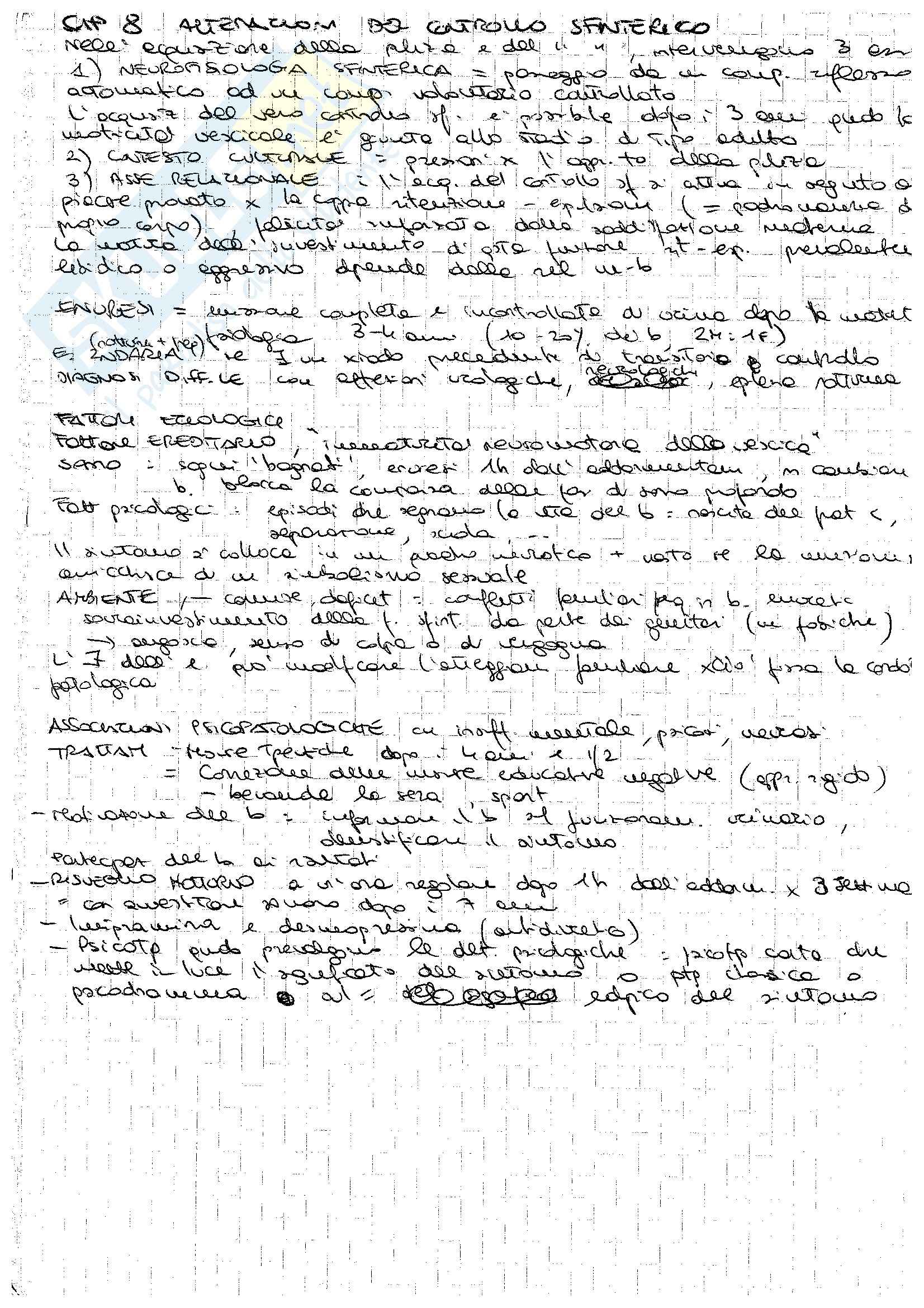 Psicopatologia - Alterazioni del controllo sfinterico Pag. 1
