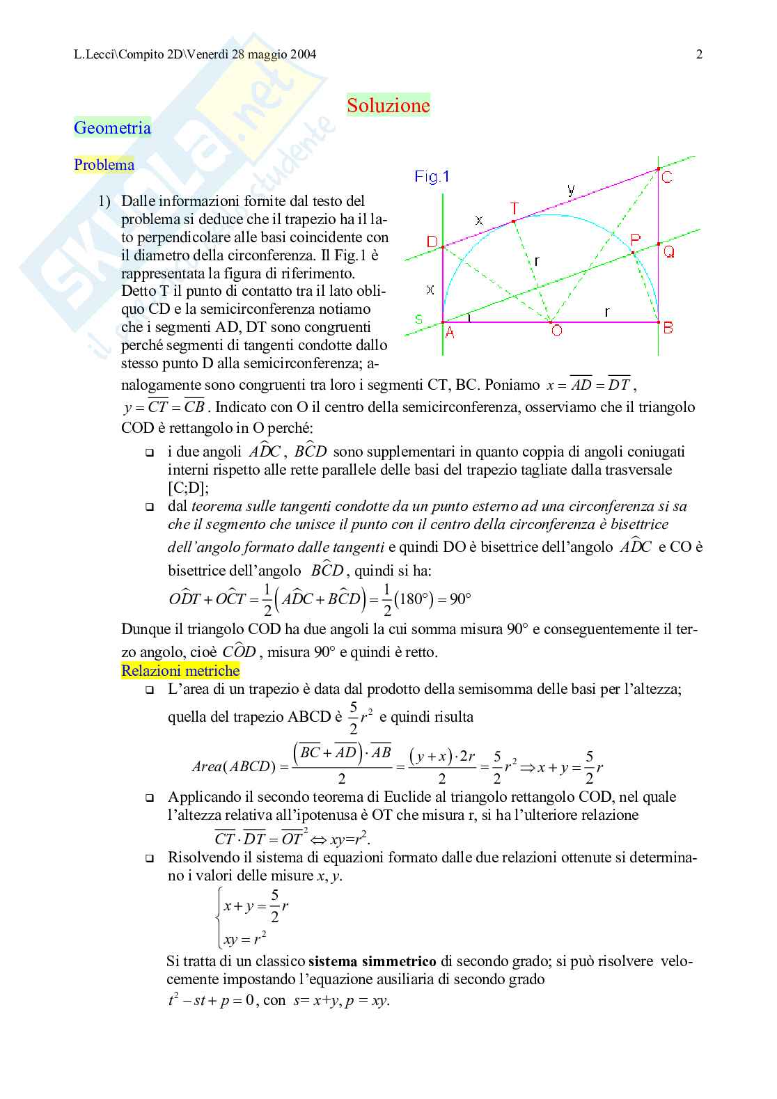 Compito in classe II liceo scientifico PNI Pag. 2
