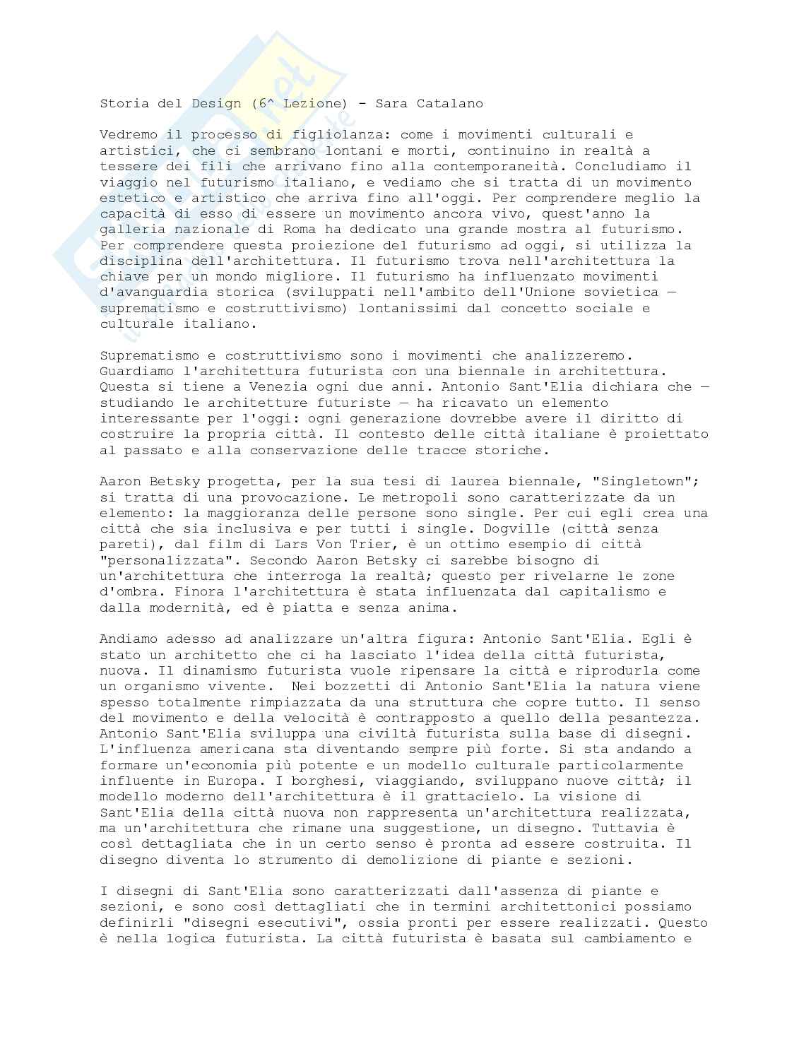 Lezione 6 di Storia del design Pag. 1