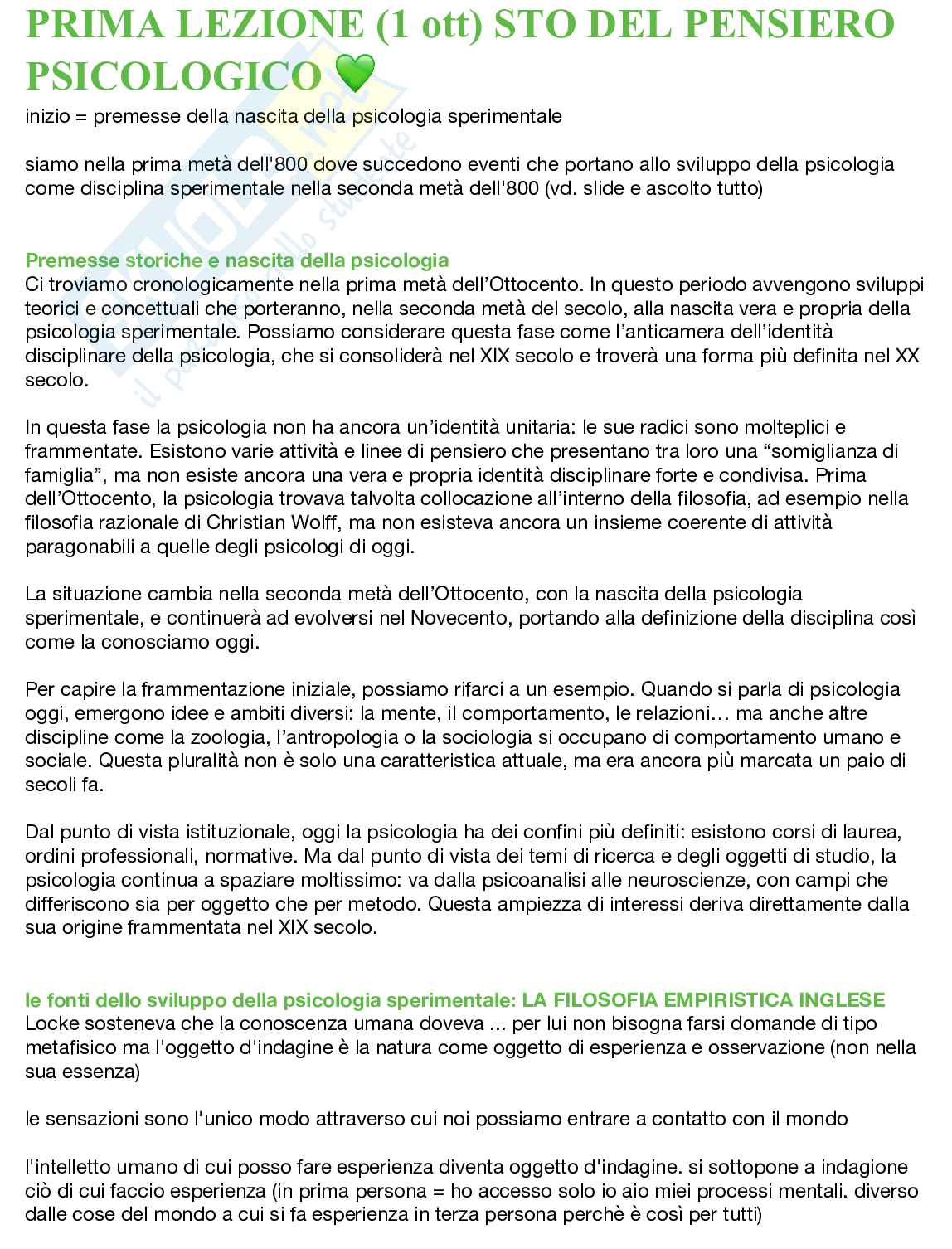 Riassunto esame Storia del pensiero psicologico, Prof. Gaj Niccolò, libro consigliato La scuola storico-culturale, Gaj  Pag. 1