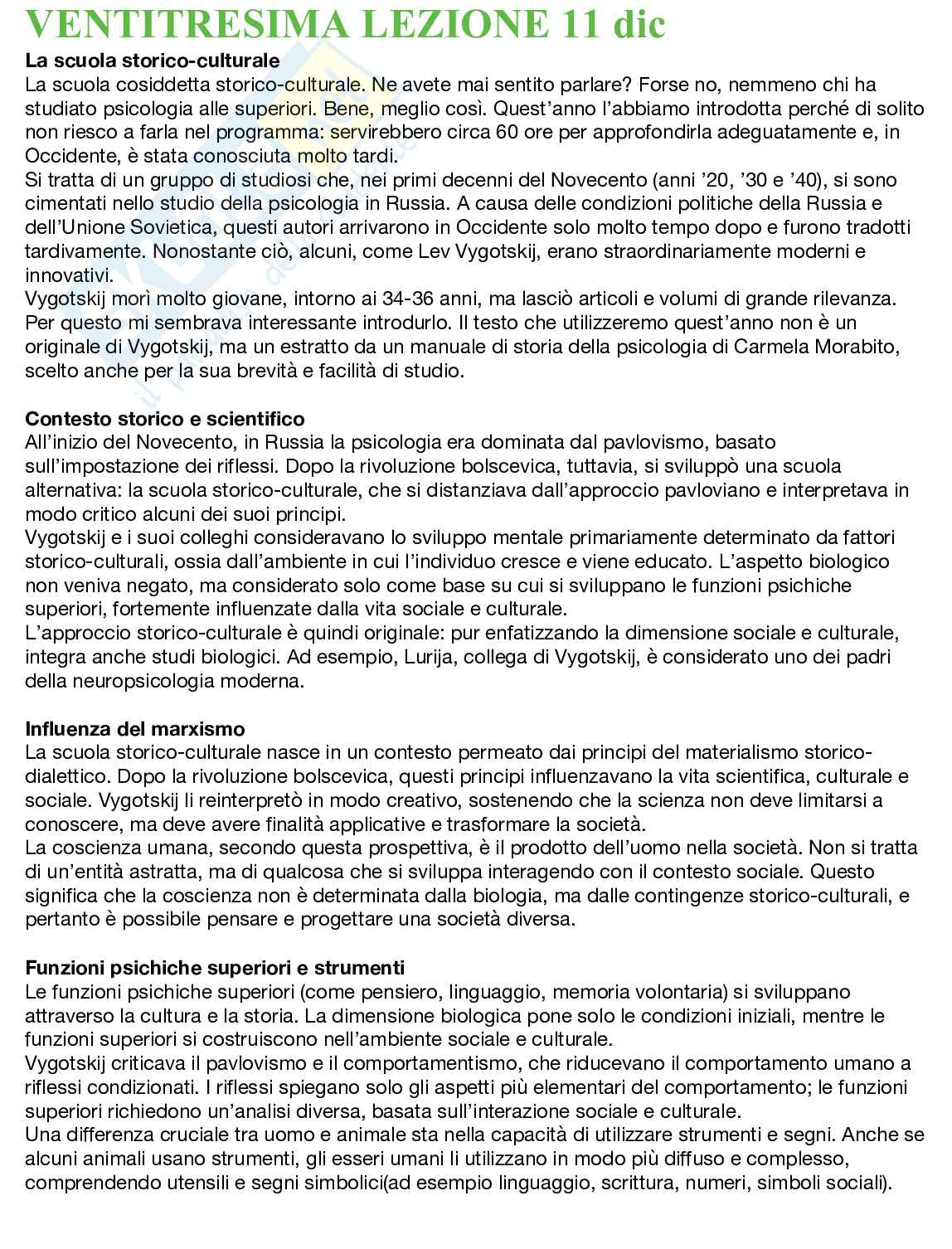 Riassunto esame Storia del pensiero psicologico, Prof. Gaj Niccolò, libro consigliato La scuola storico-culturale, Gaj  Pag. 91