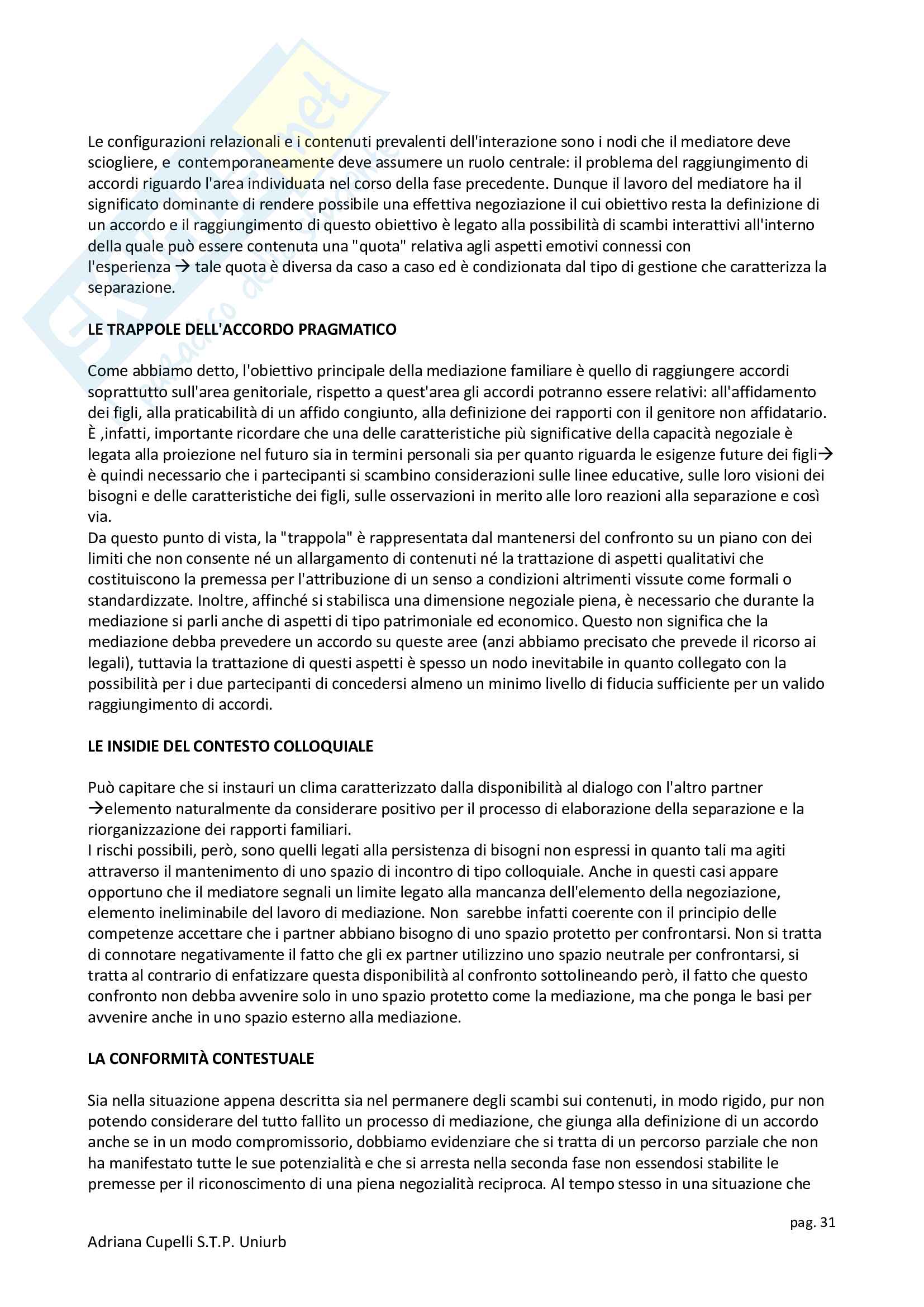 Appunti esame Teorie e Tecniche della mediazione, prof.ssa Marinelli, libro consigliato Teorie e Tecniche della mediazione,  Teorie e Tecniche della mediazione Pag. 31