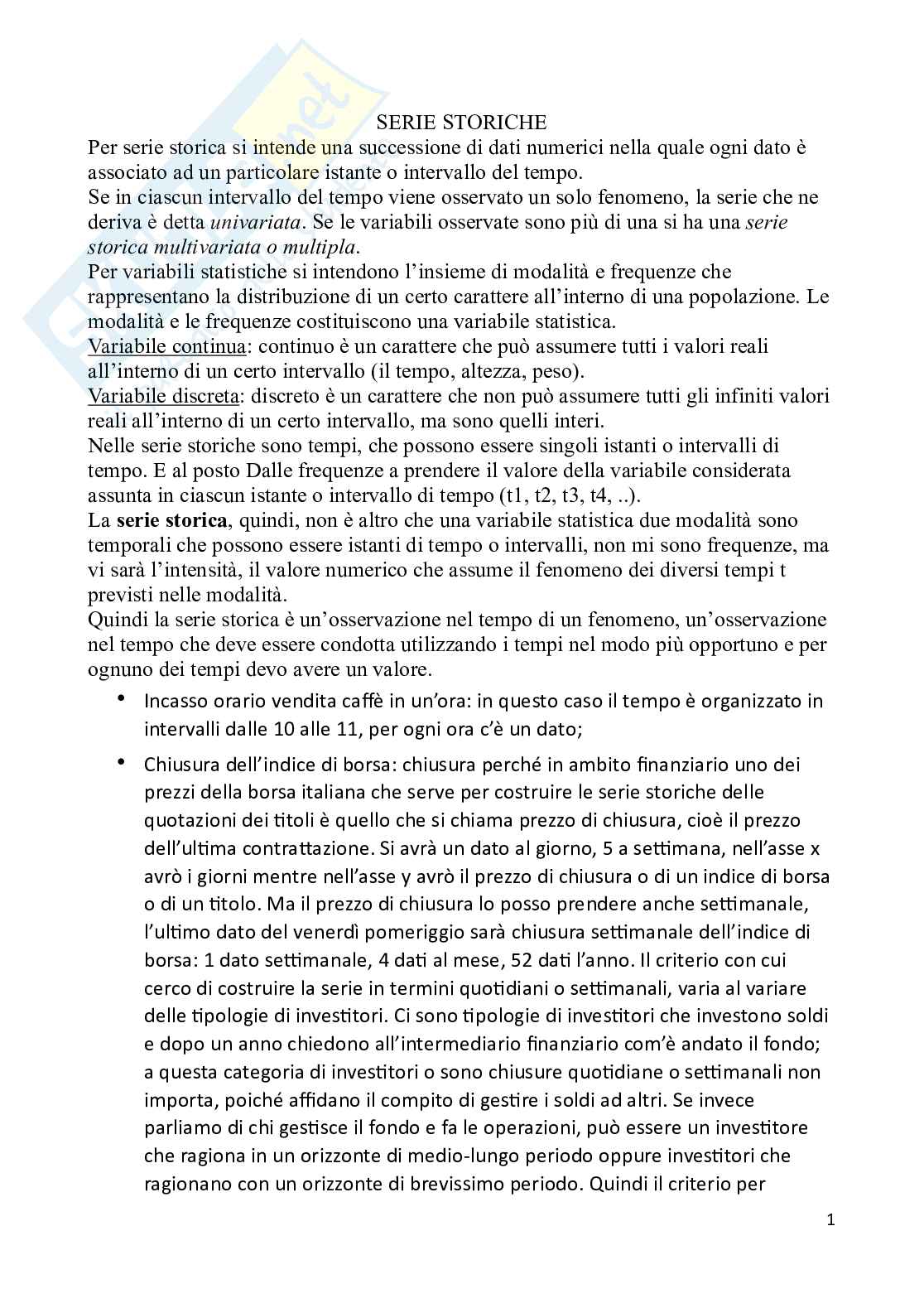 Serie storiche  Pag. 1