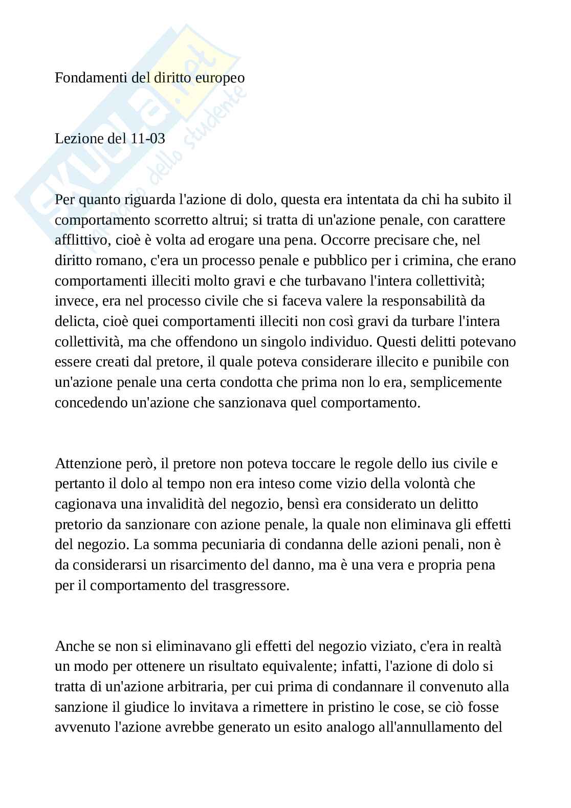 Appunti Fondamenti del diritto europeo - Lezione 11-03 Pag. 1