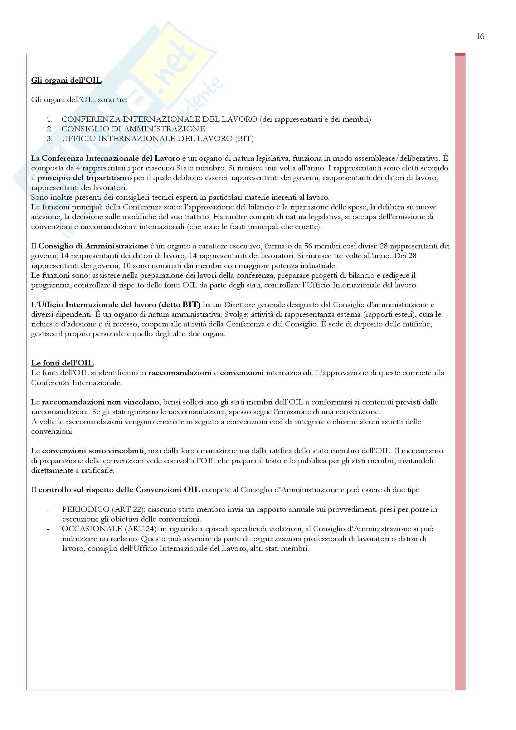 Appunti completi per sostenere l'esame di diritto internazionale del lavoro Pag. 16