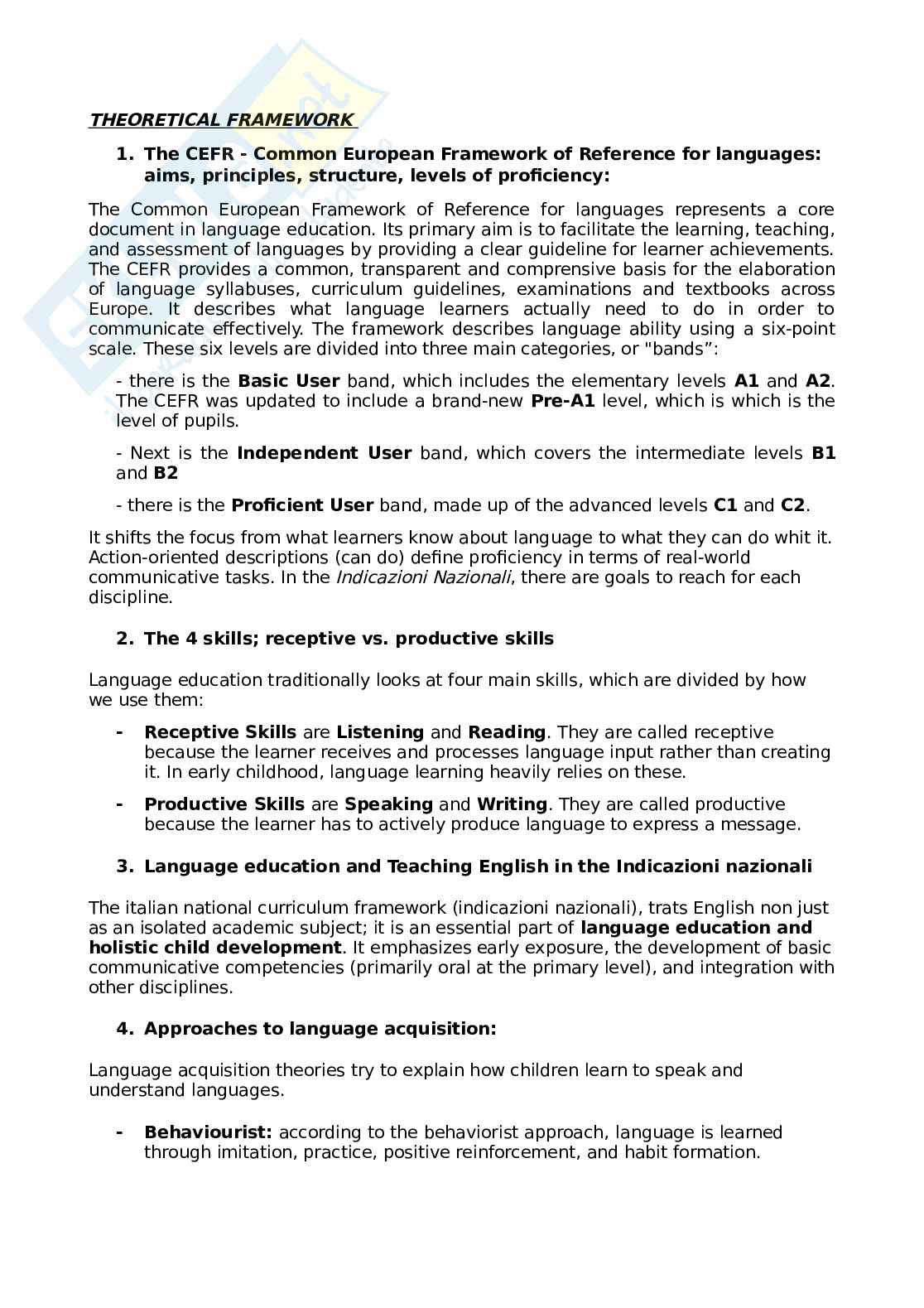 Risposta domande esame orale Laboratorio di inglese IV Pag. 1