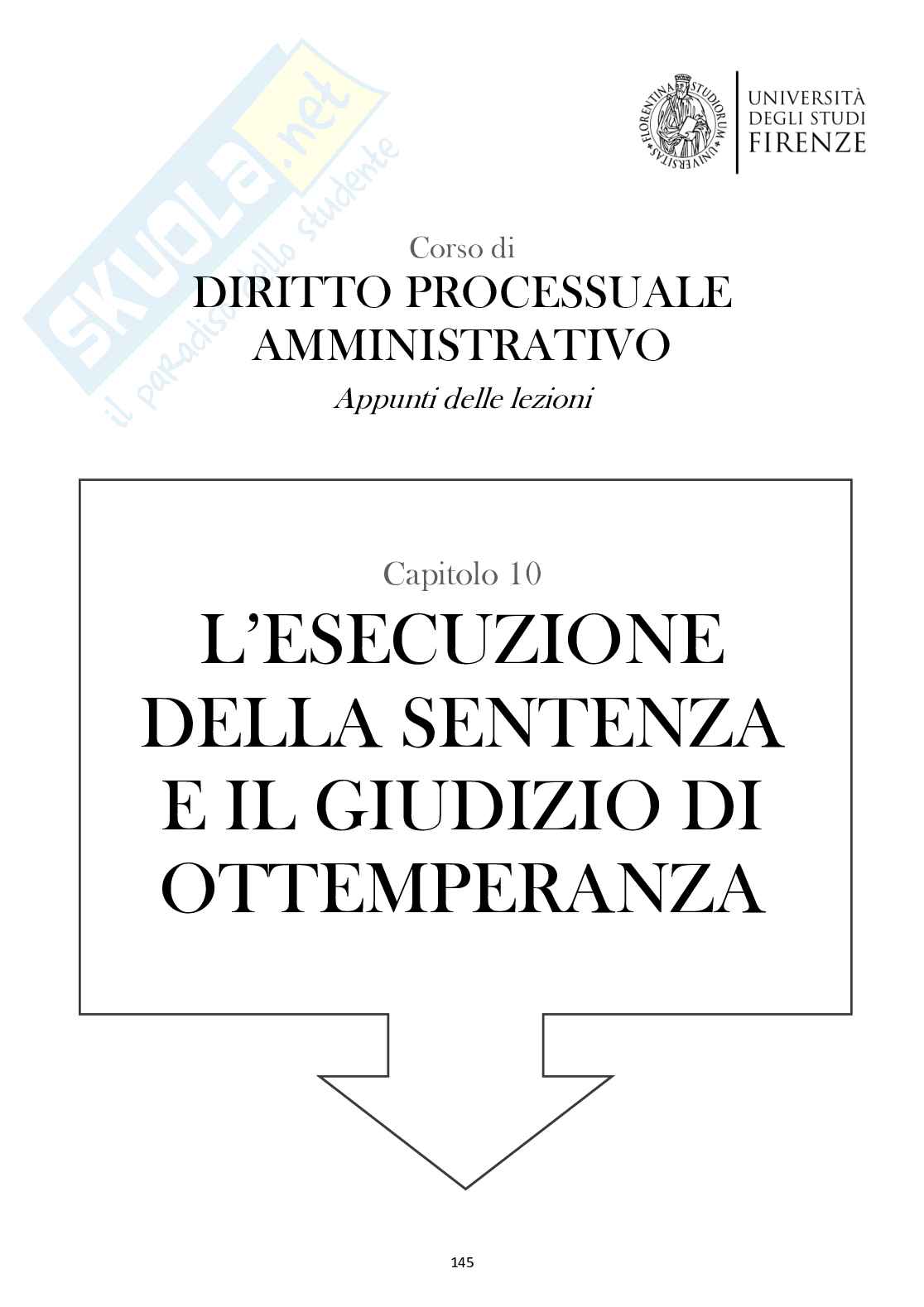 Diritto processuale amministrativo (esecuzione della sentenza e giudizio di ottemperanza)   Pag. 1