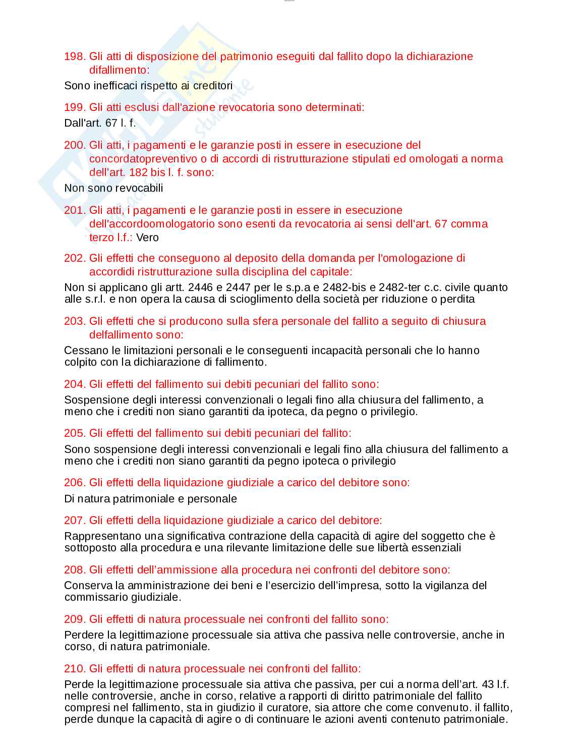 Paniere esame Diritto fallimentare  Pag. 16
